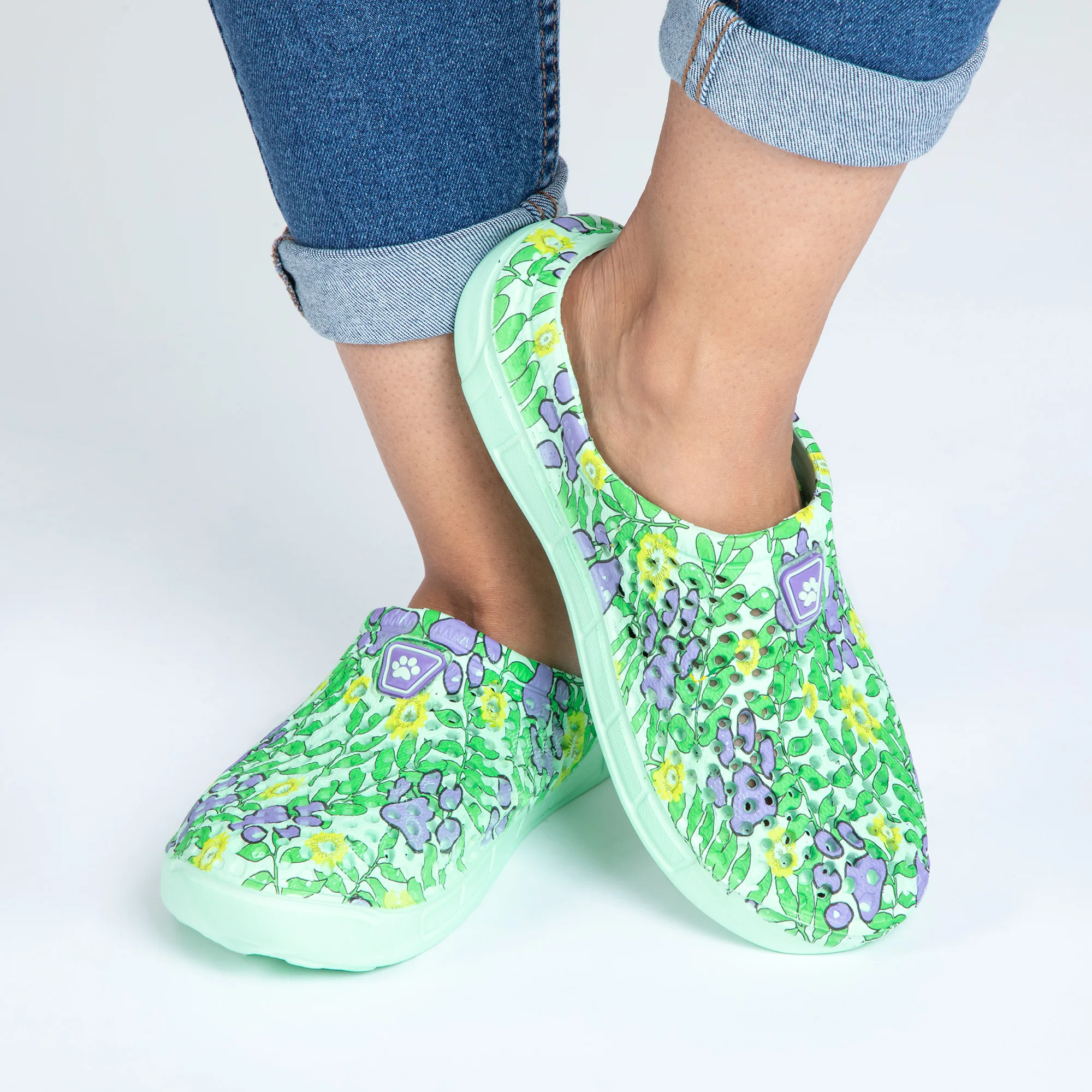 Colorful Paw Print Lightweight Slip-On Clogs - Image 39