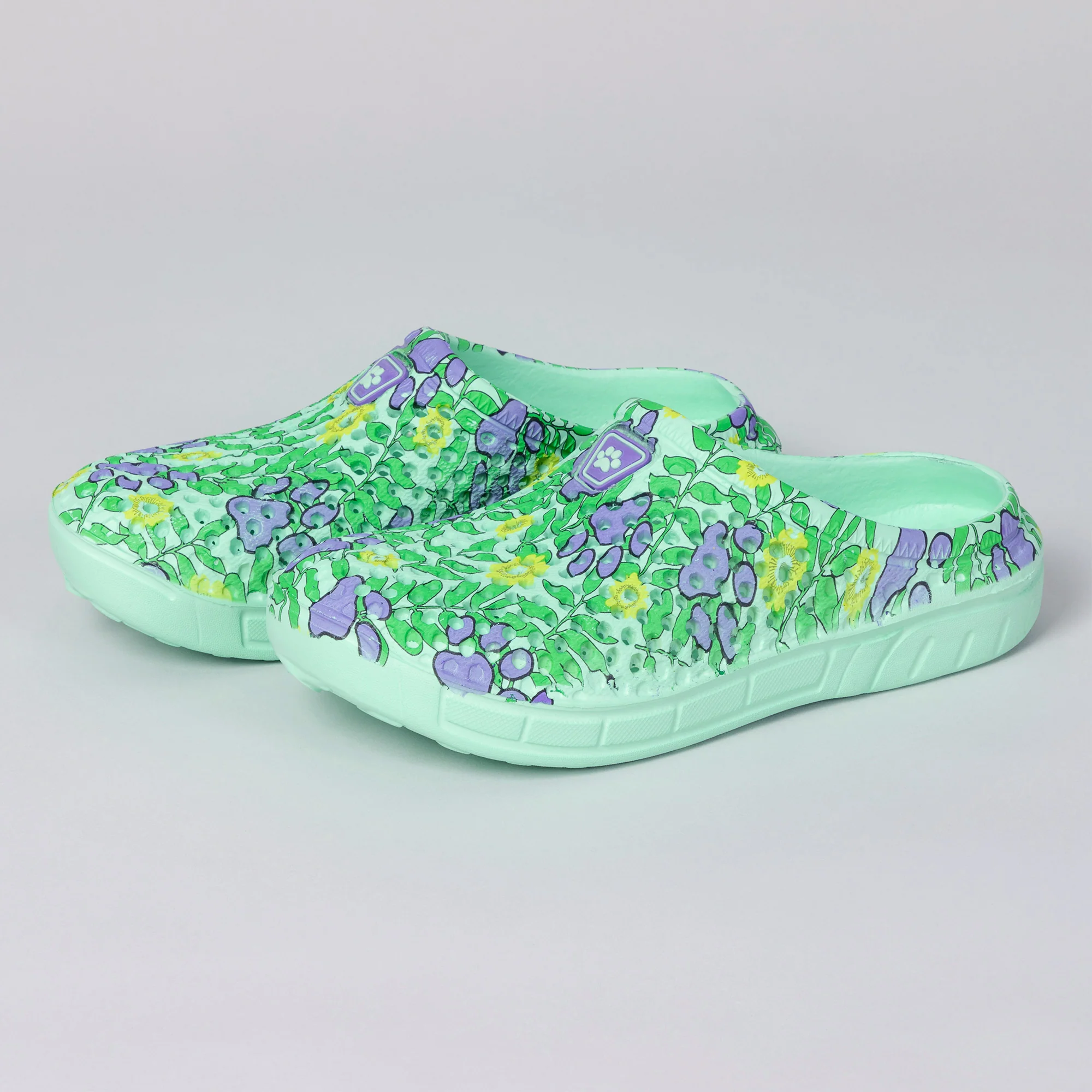 Colorful Paw Print Lightweight Slip-On Clogs - Image 44