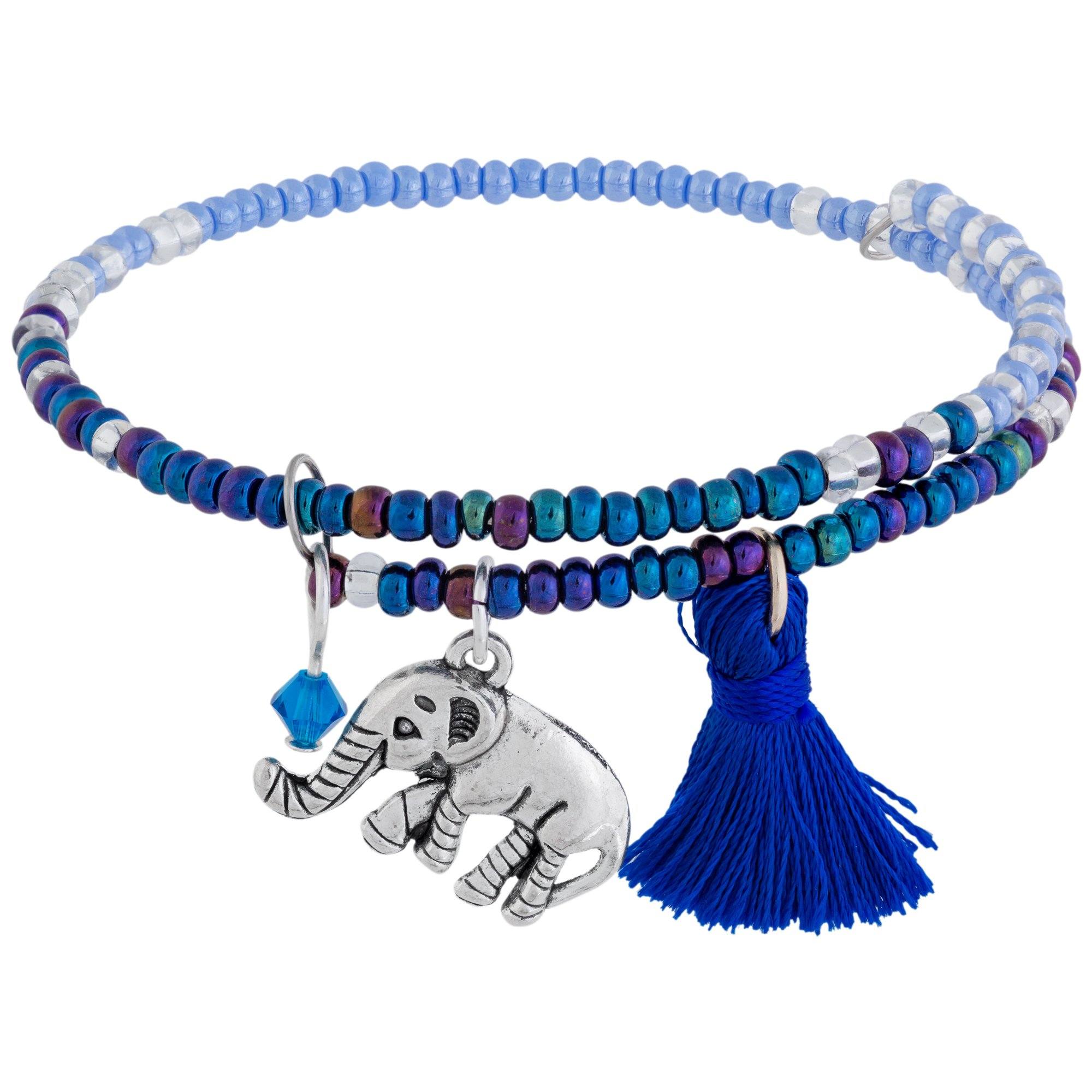 Fair Trade Beaded Blue Elephant Adjustable Bracelet! - Image 4