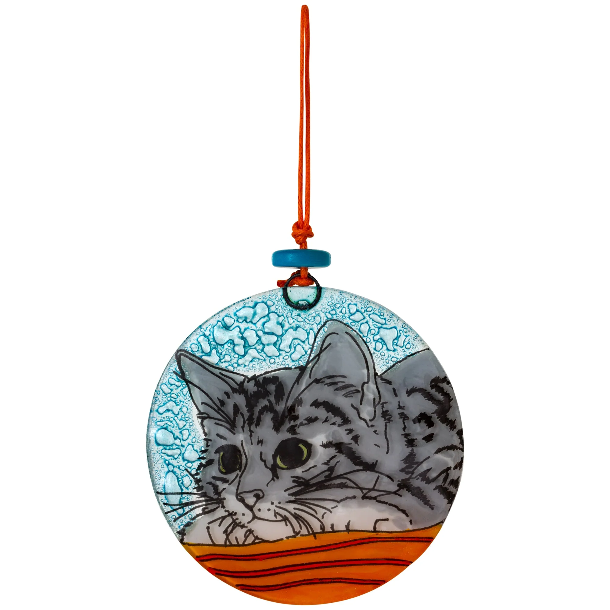 Cute Cat Recycled Glass Ornament - Image 3