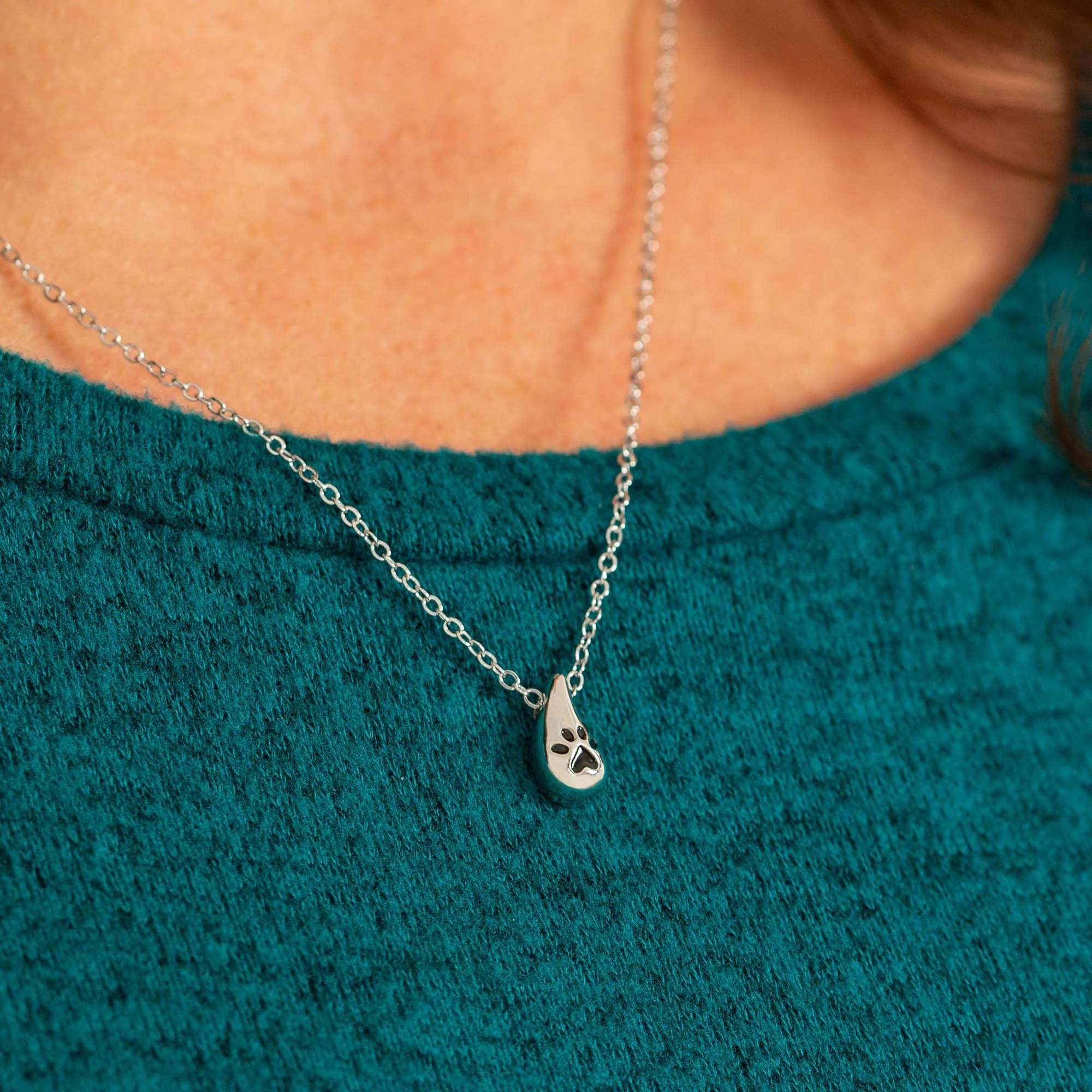 Always With Me Paw Teardrop Necklace - Image 3