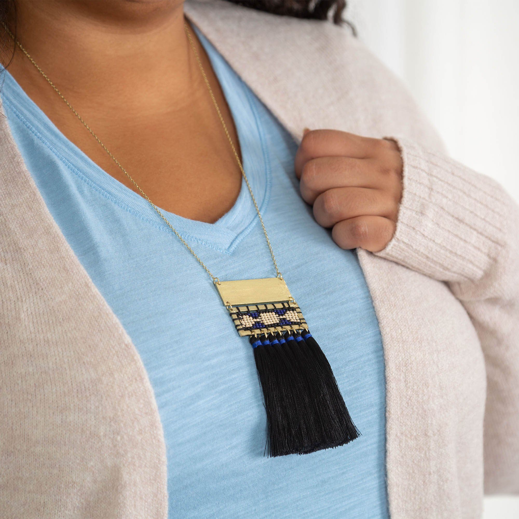 Boho Tassel & Bead Necklace - Image 5