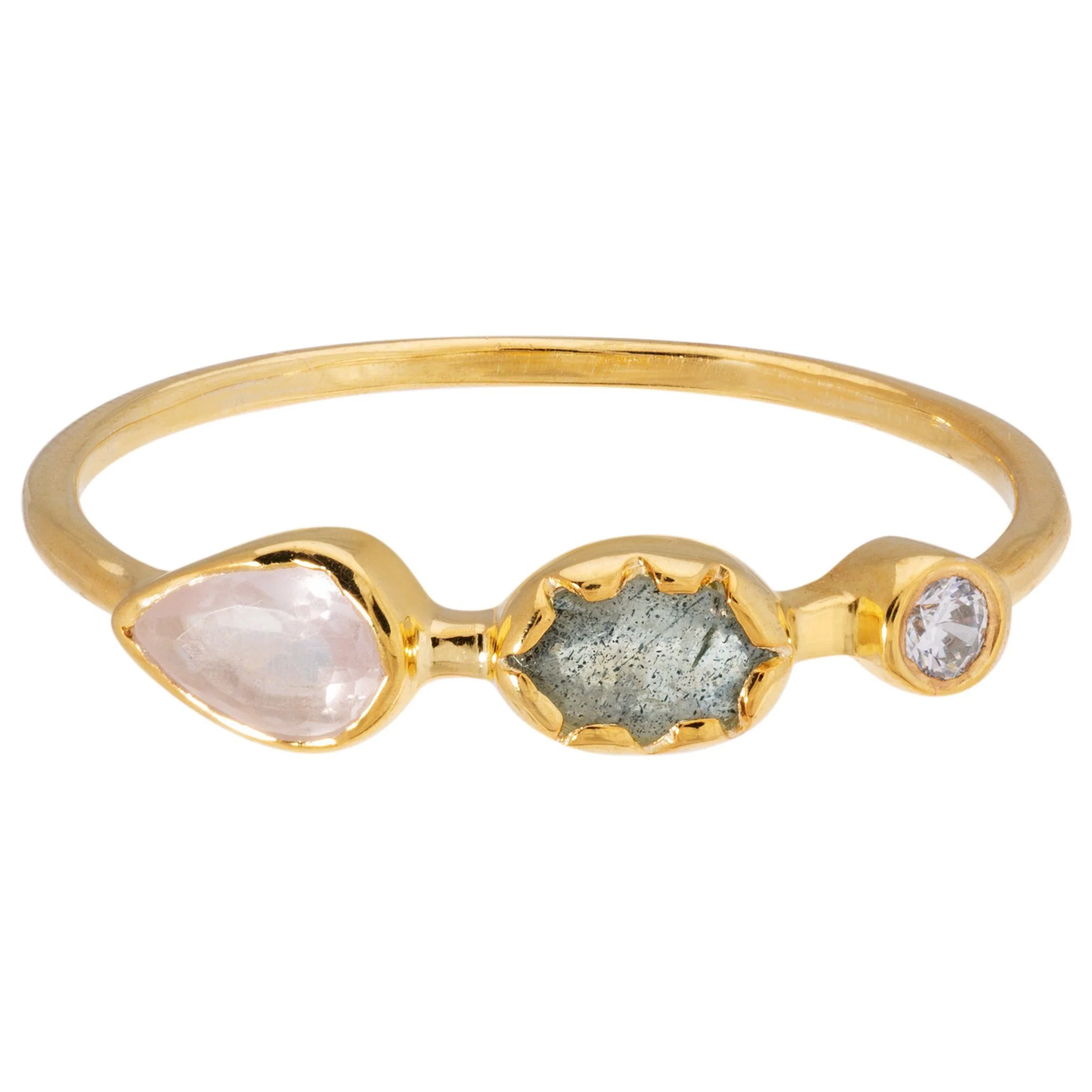 Gemstone Trio Gold-Plated Ring - Image 2