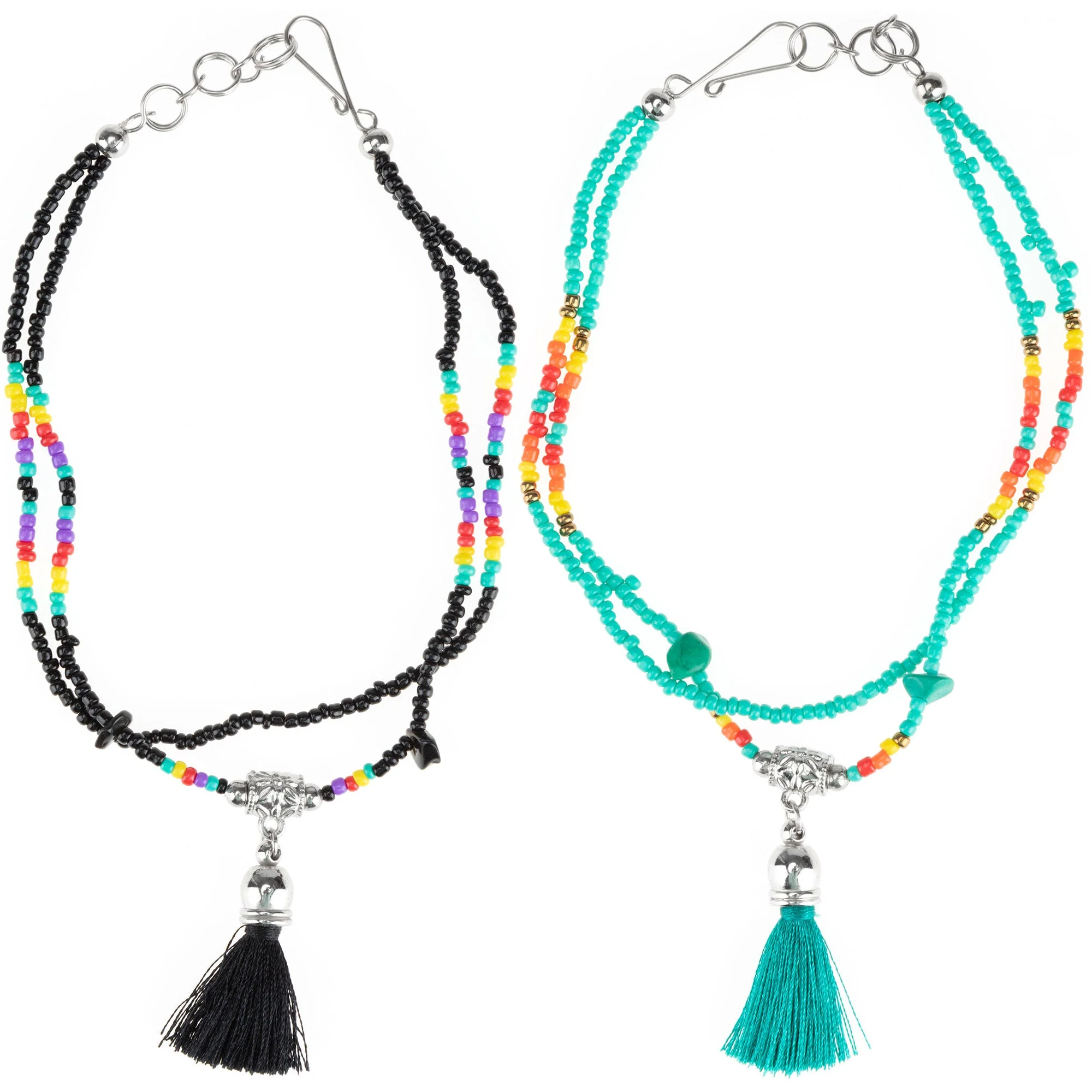 Peruvian Hand Beaded Tassel Anklet - Image 4