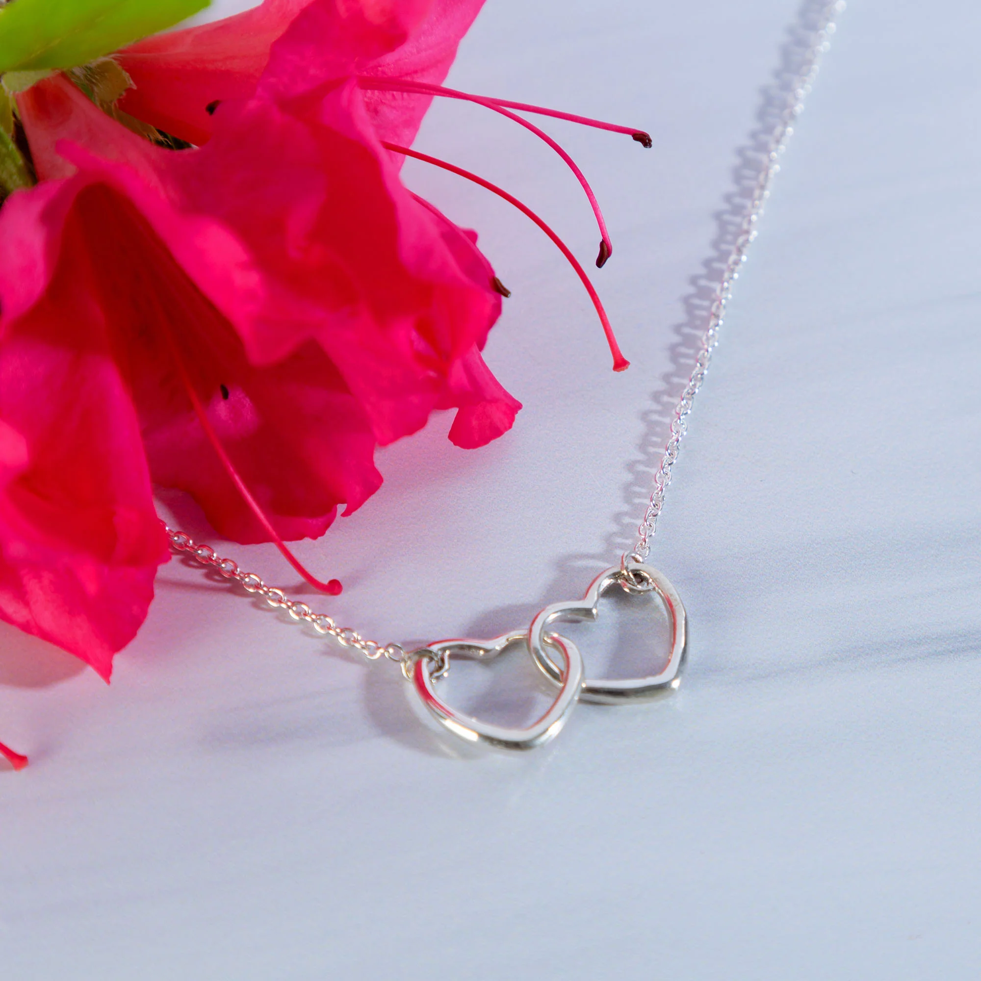 Two Hearts Sterling Silver Necklace - Image 3