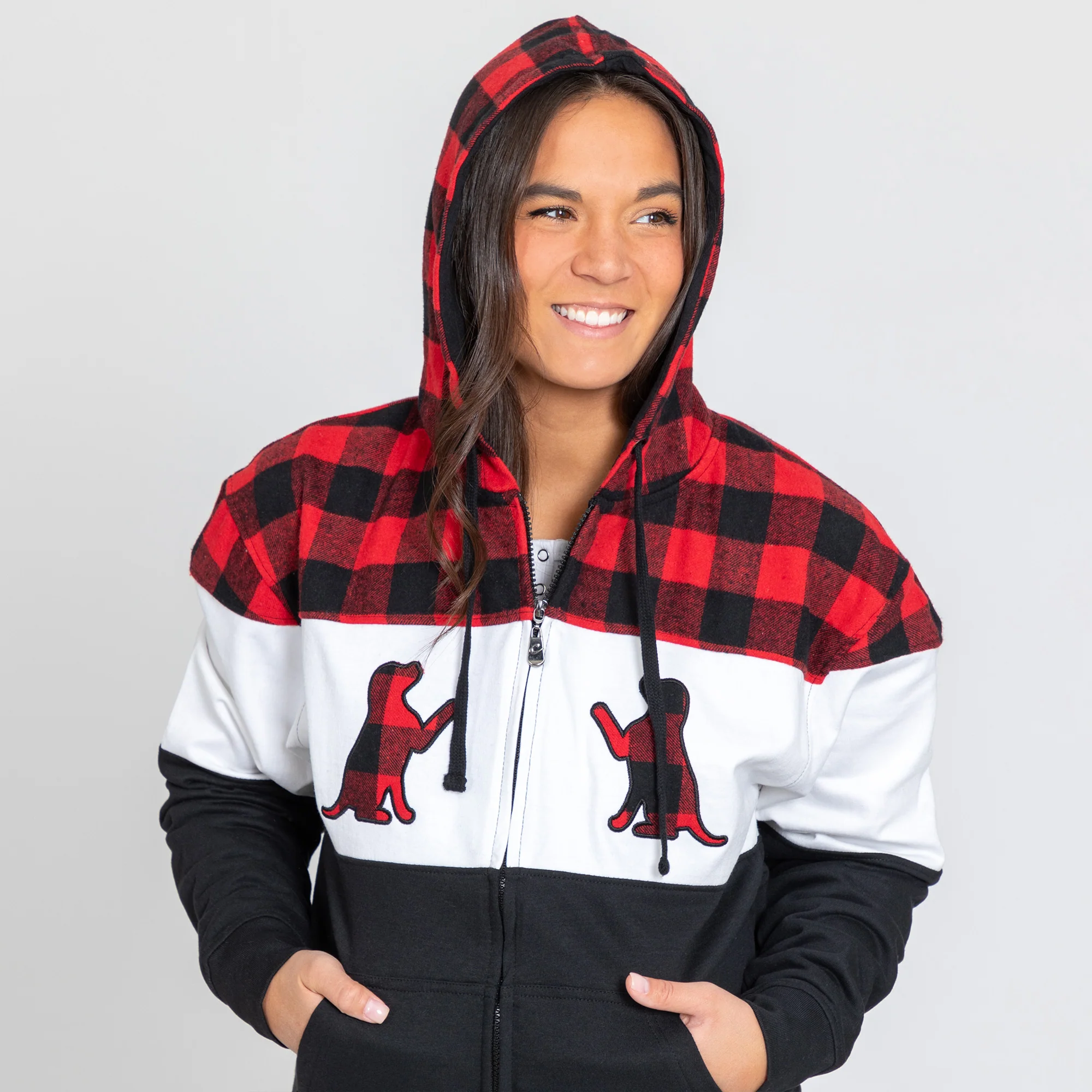 Paw Print Plaid Zip Hoodie - Image 13