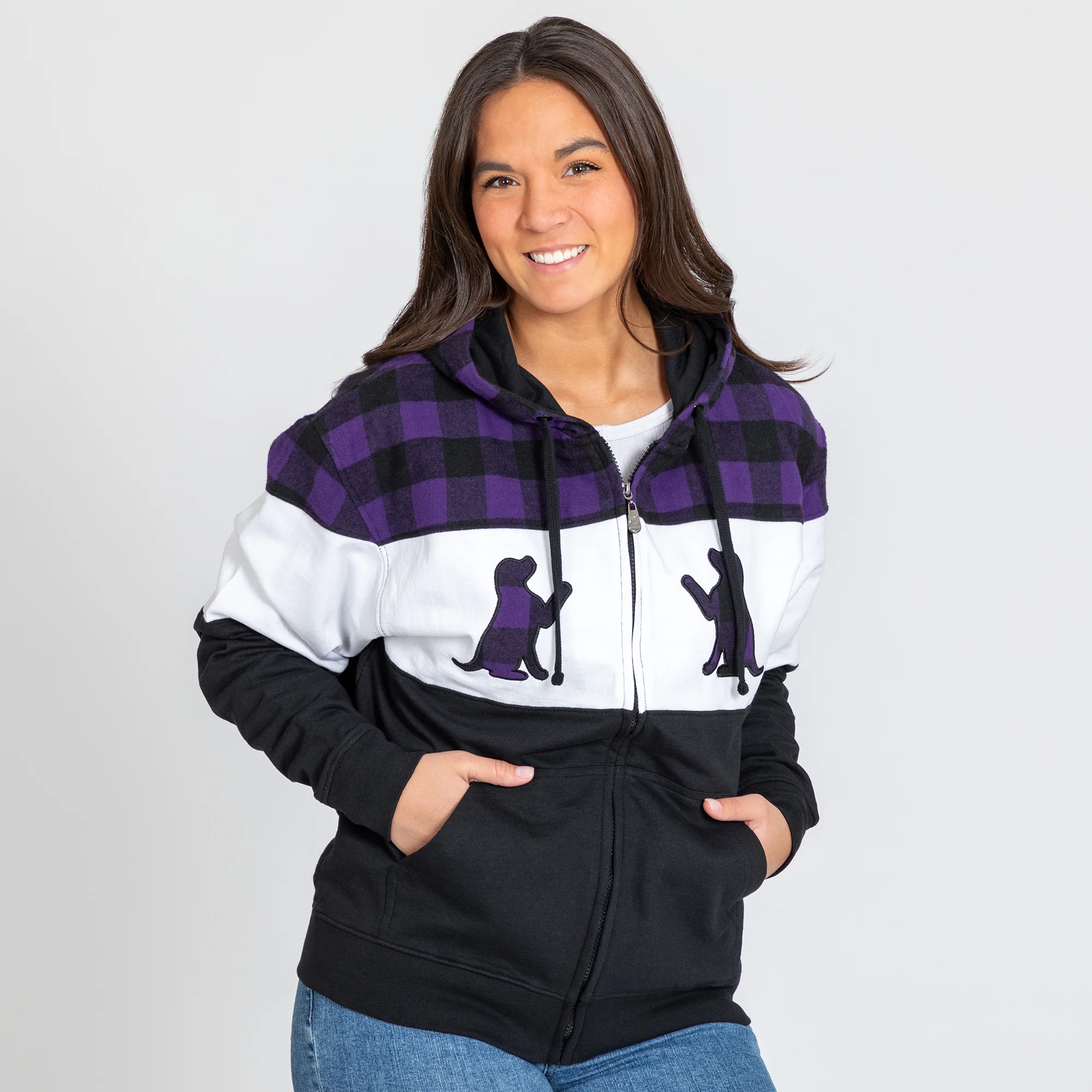 Paw Print Plaid Zip Hoodie - Image 22