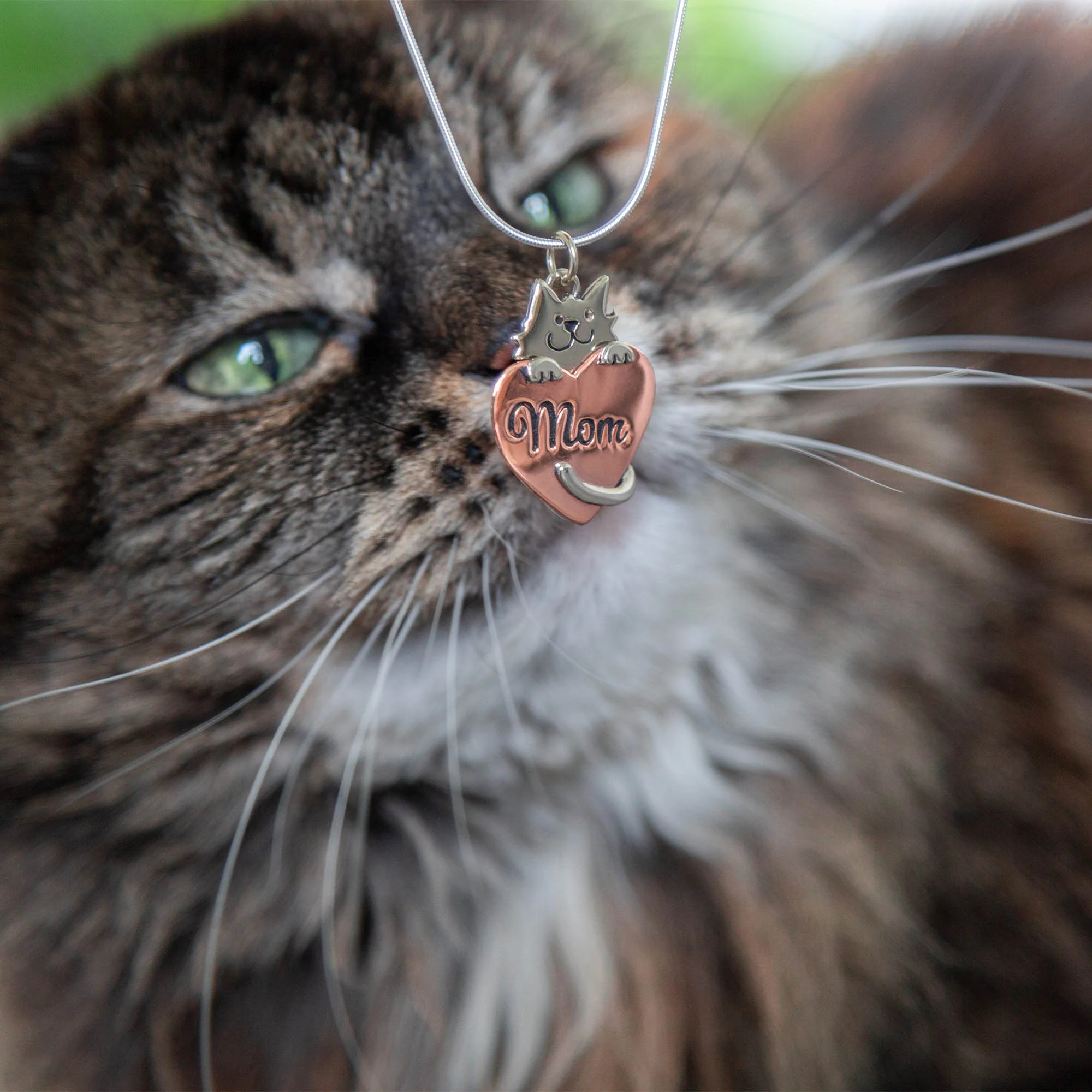 Cat Mom Copper Heart Necklace - Image 2