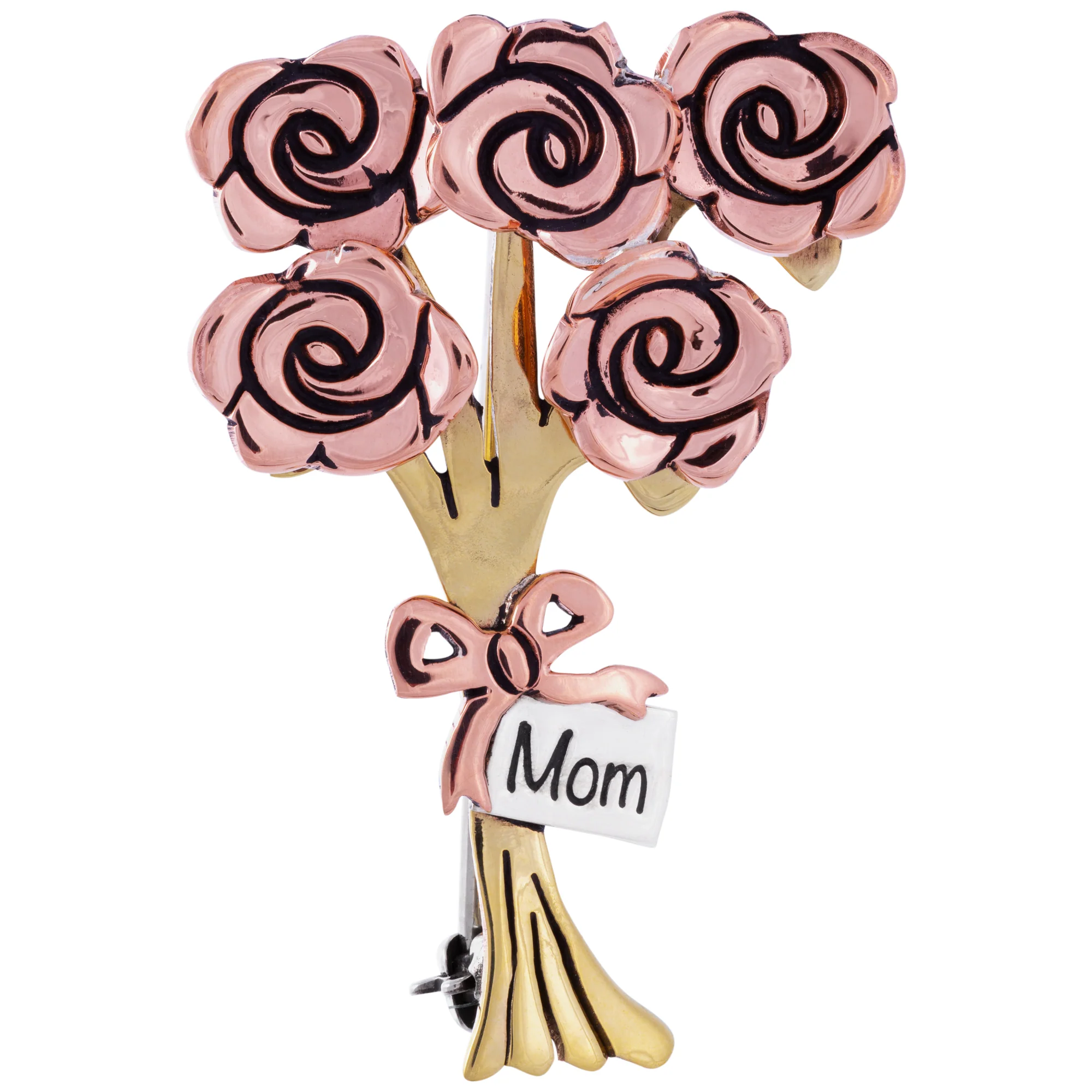 Mom Rose Bouquet Mixed Metal Pin - Image 3
