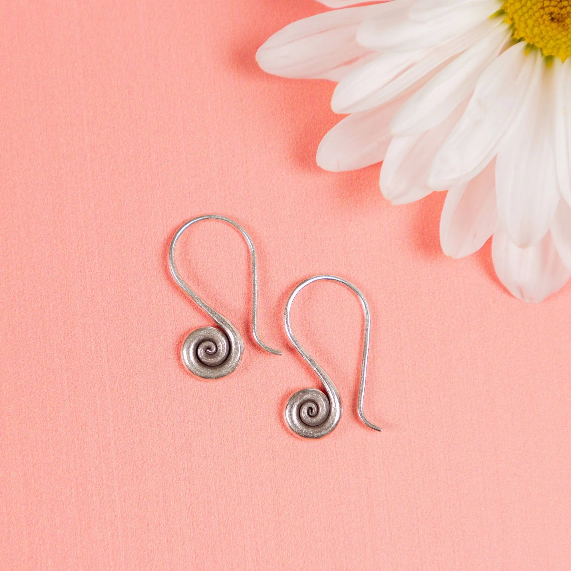 Small Swirl Sterling Silver Earrings - Image 3