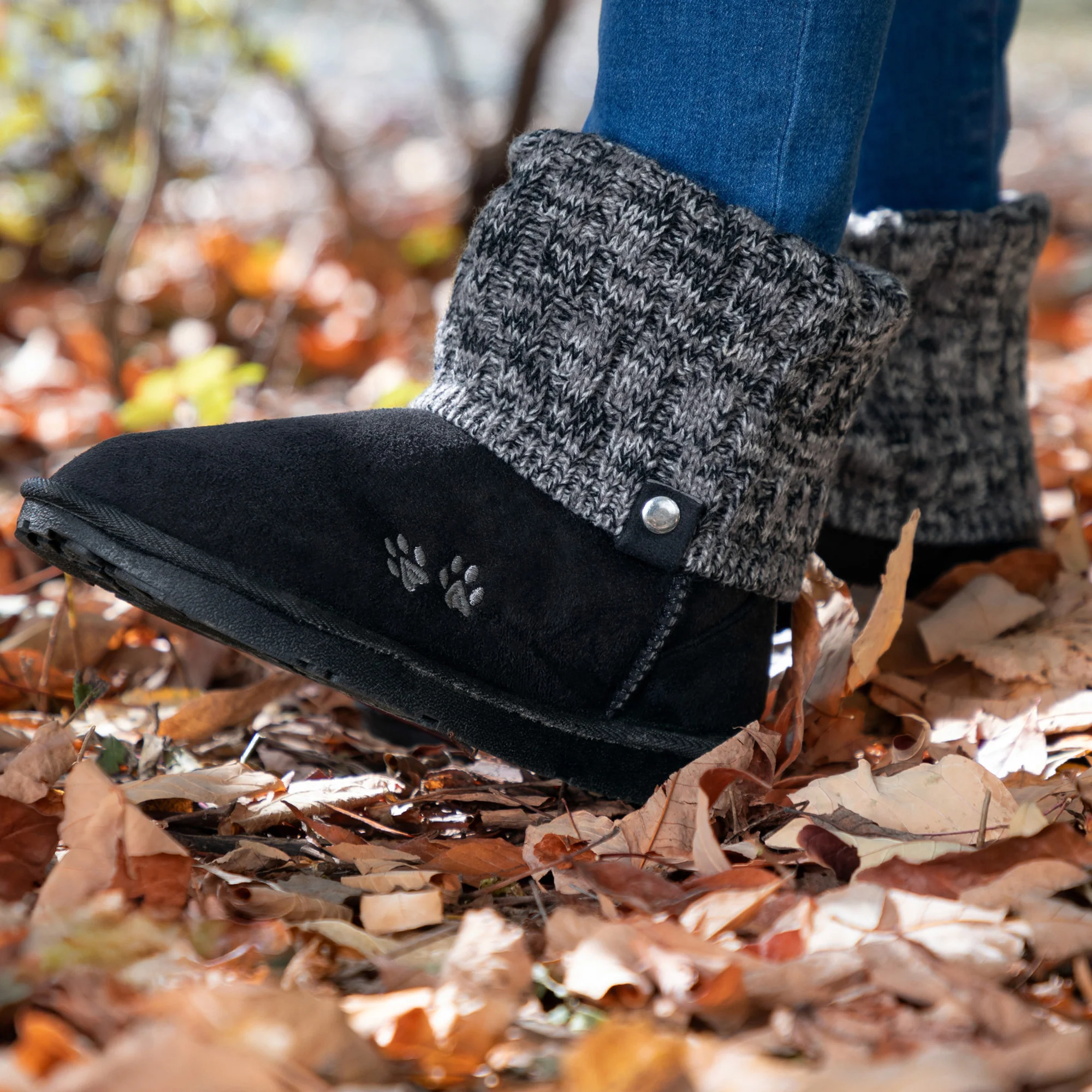 Paw Print Cozy Knitted Ankle Boots - Image 2