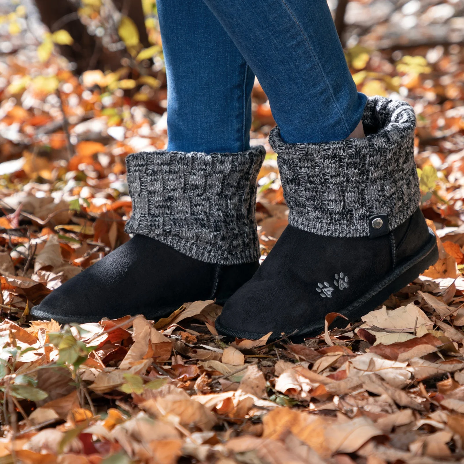 Paw Print Cozy Knitted Ankle Boots - Image 3