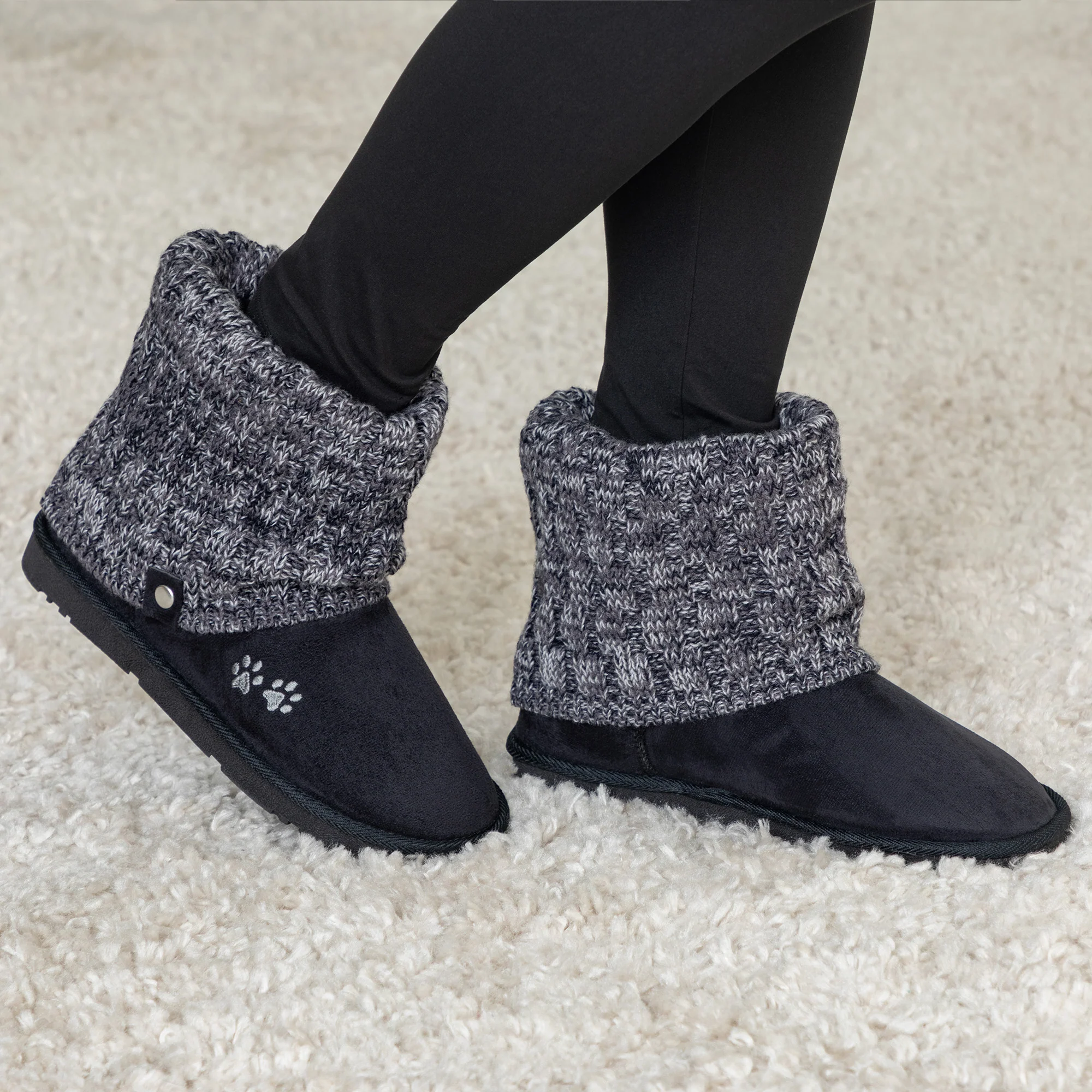Paw Print Cozy Knitted Ankle Boots - Image 4