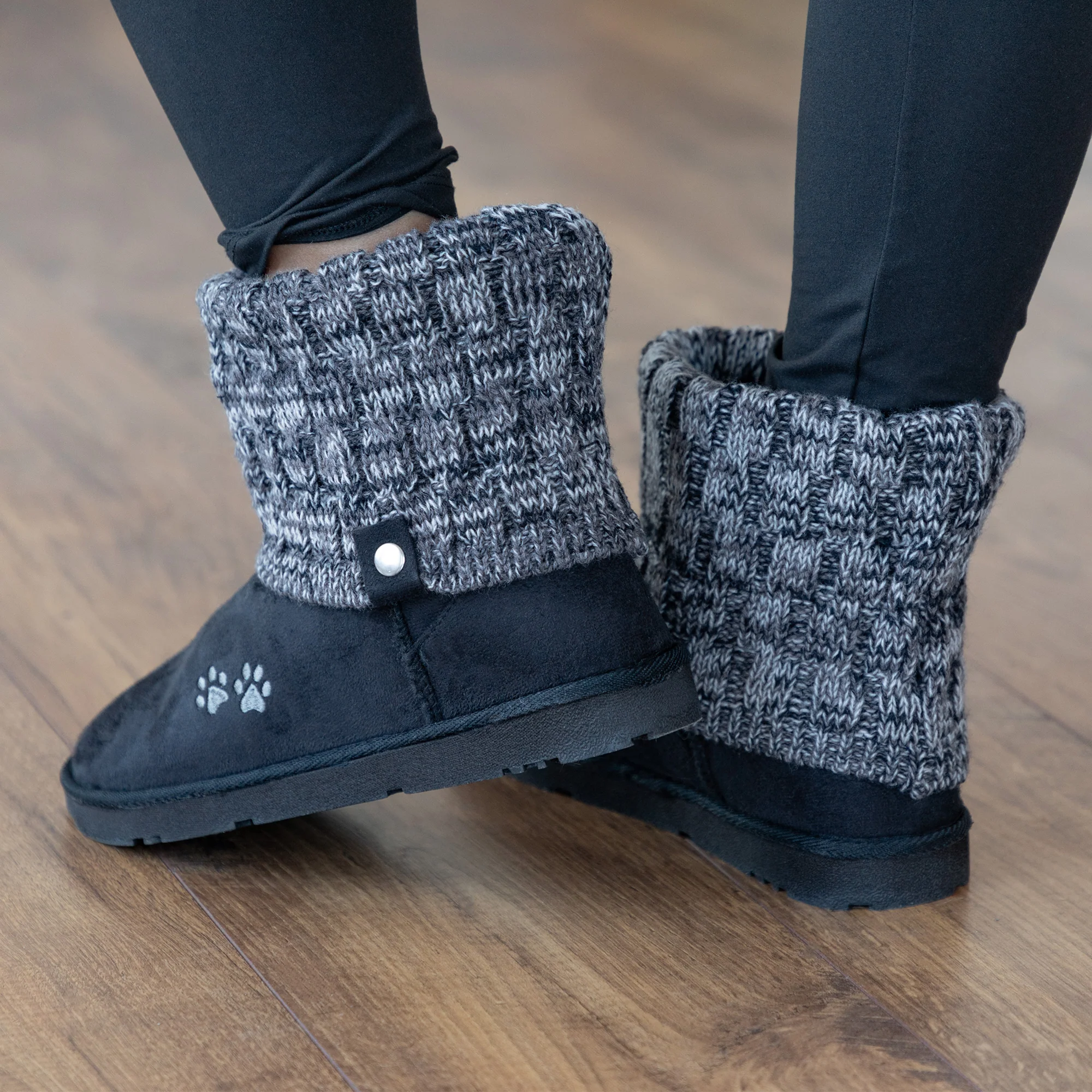 Paw Print Cozy Knitted Ankle Boots - Image 5