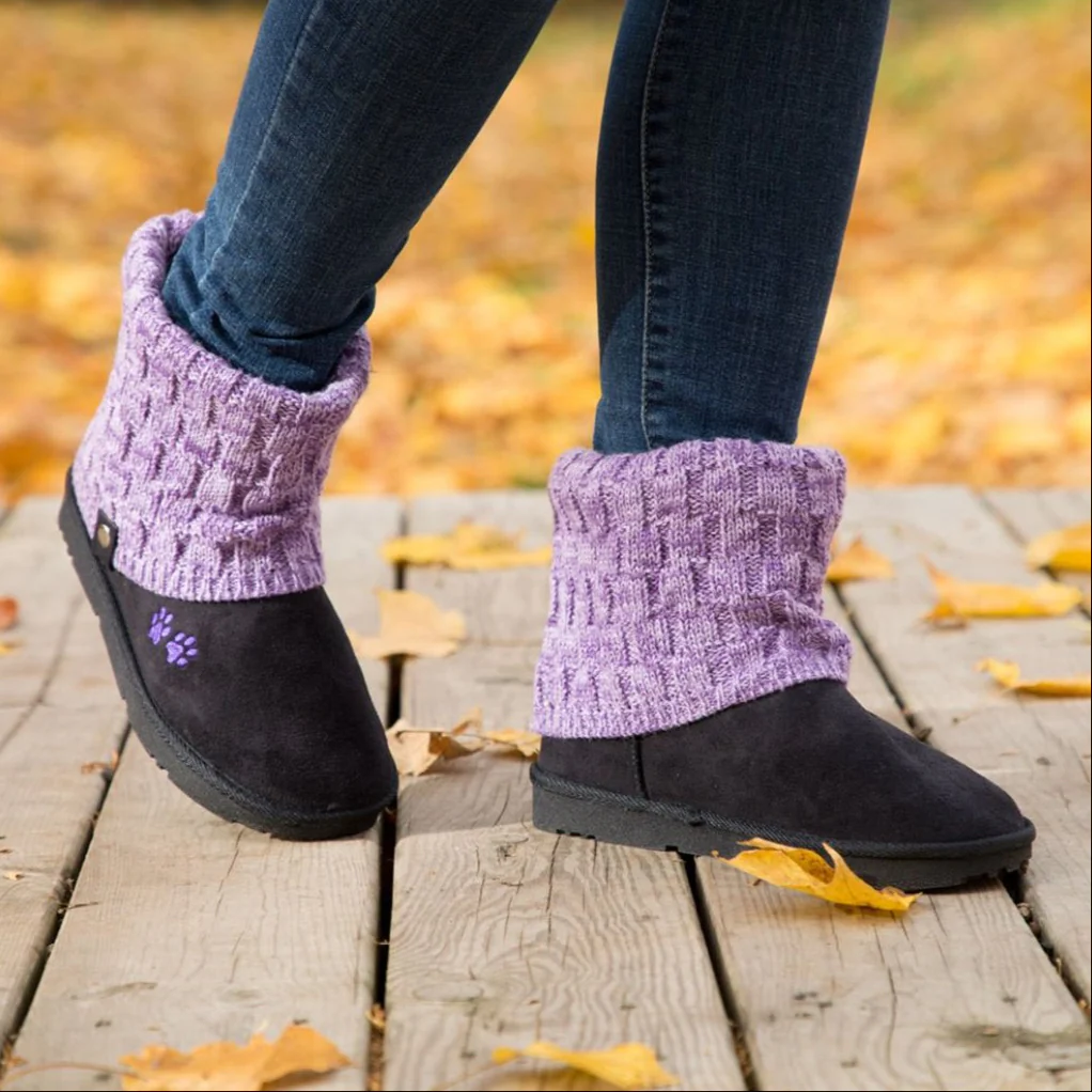 Paw Print Cozy Knitted Ankle Boots - Image 9