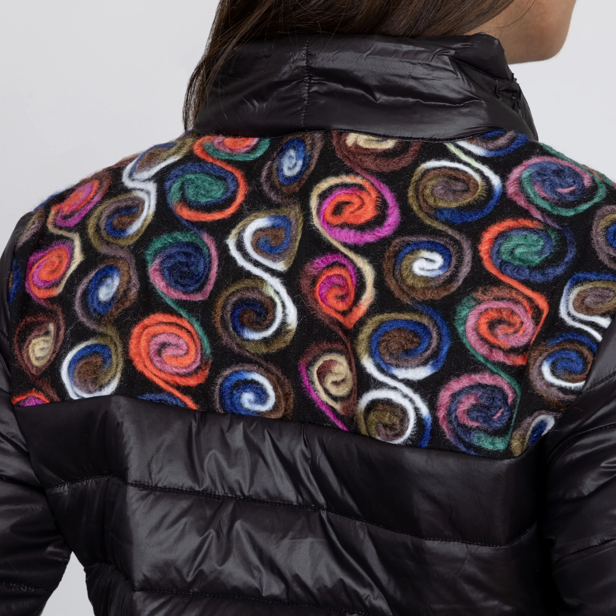 Mixed Fabric Embroidery Insulated Jacket - Image 2