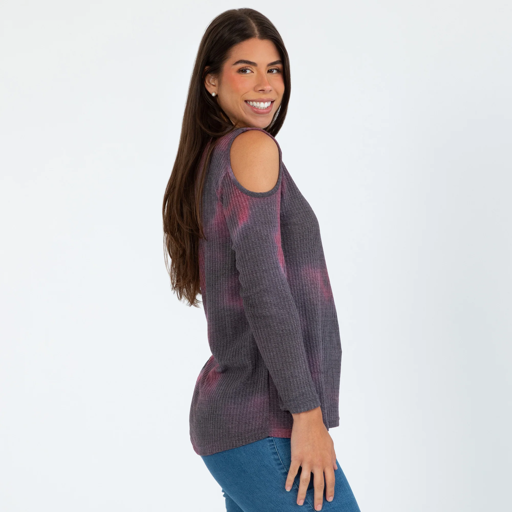 Tie-Dye Cold Shoulder Thermal Top - Image 6