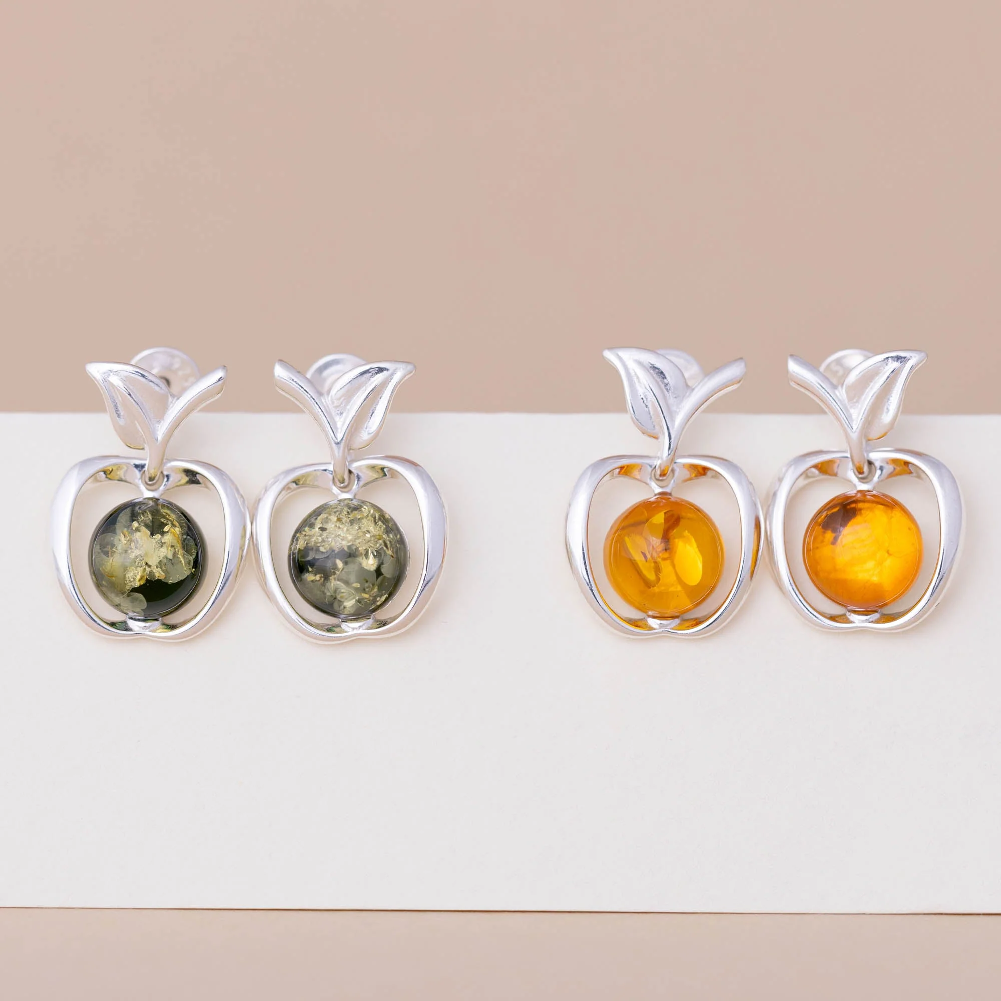 Sterling & Amber Apple Earrings - Image 6