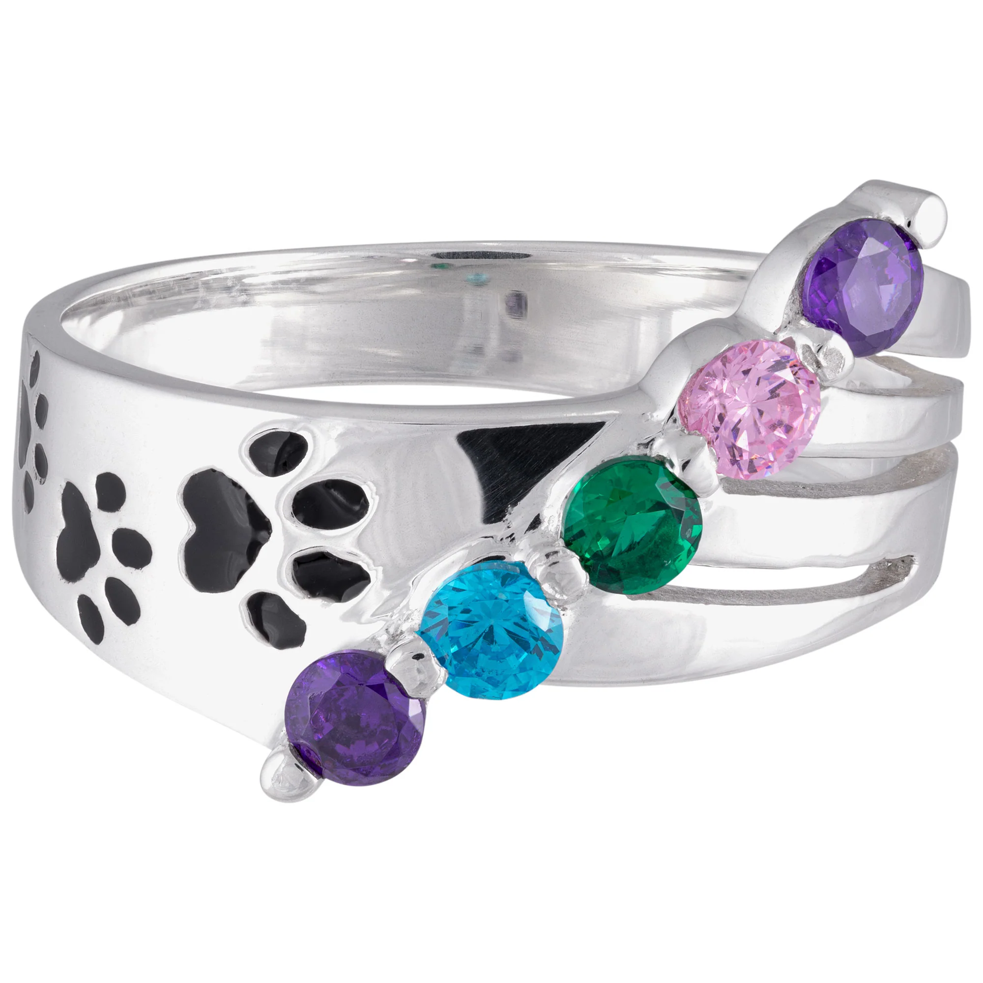 Walking Paws to the Rainbow Sterling Ring - Image 2