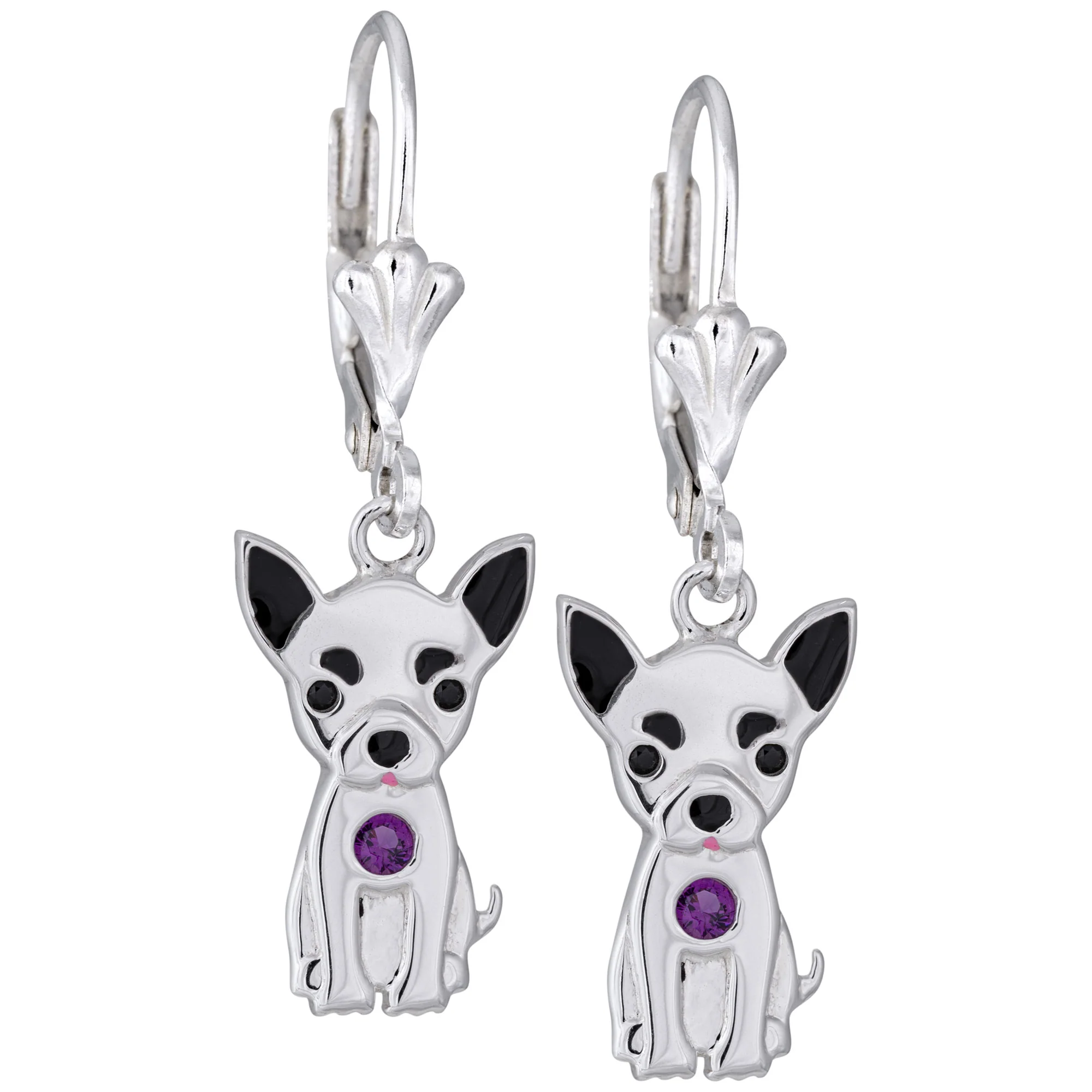 Sterling & Crystal Pup Earrings - Image 3