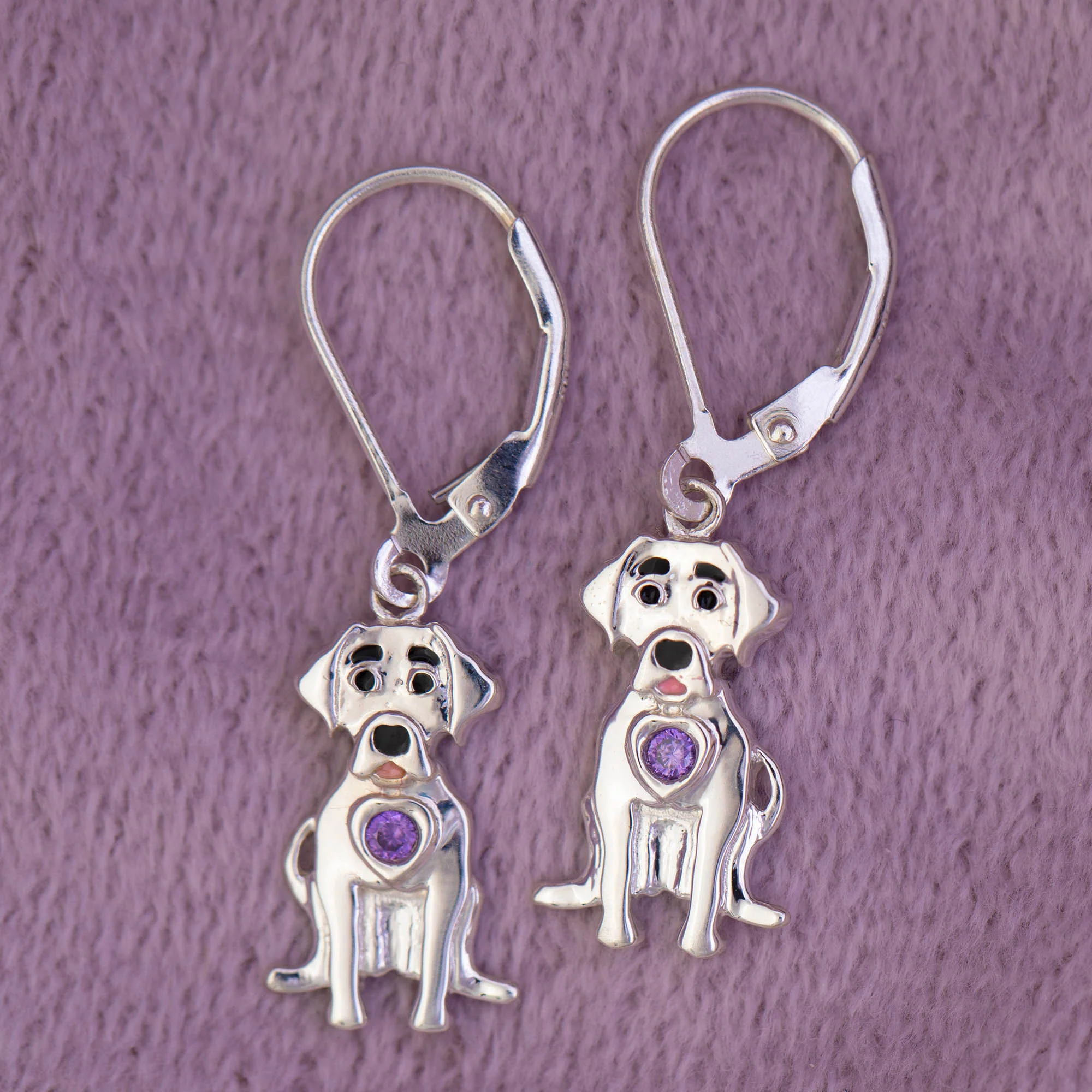 Sterling & Crystal Pup Earrings - Image 7
