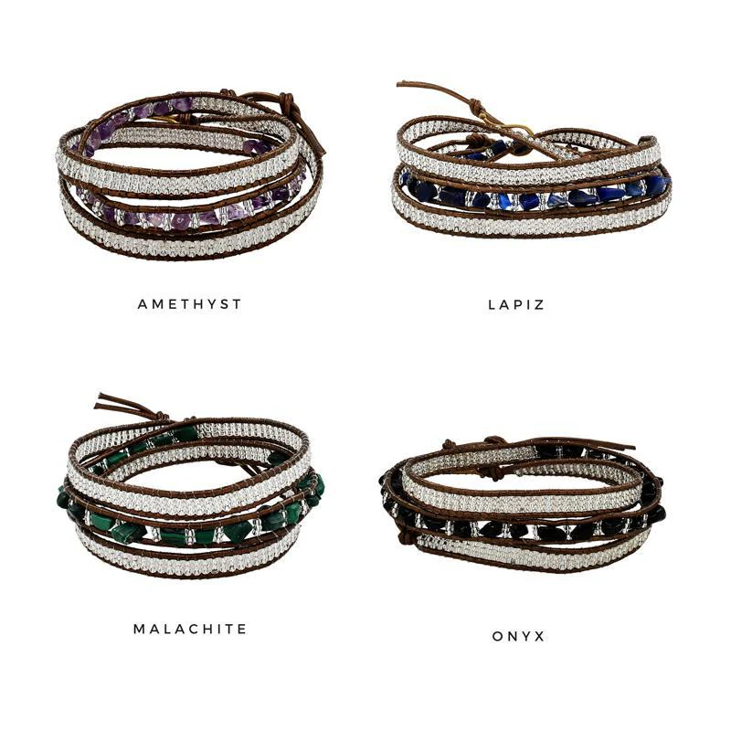 Stone 3x Wrap Earth Collection Bracelet - Image 2