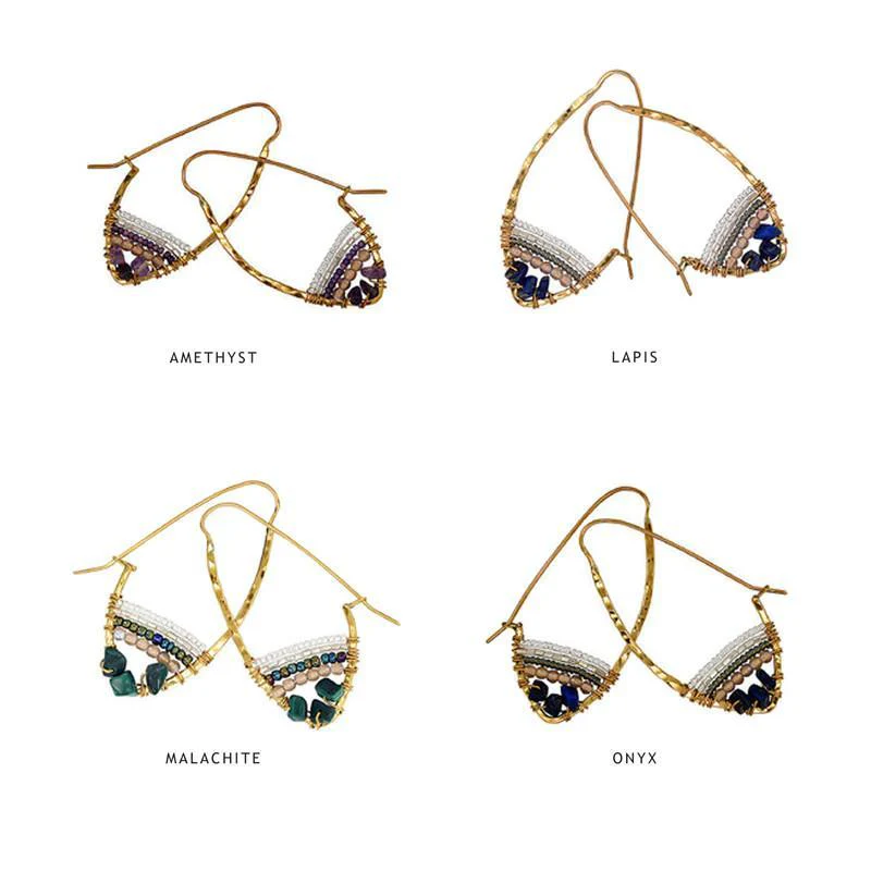 Stone Hoop Earth Collection Earrings - Image 2