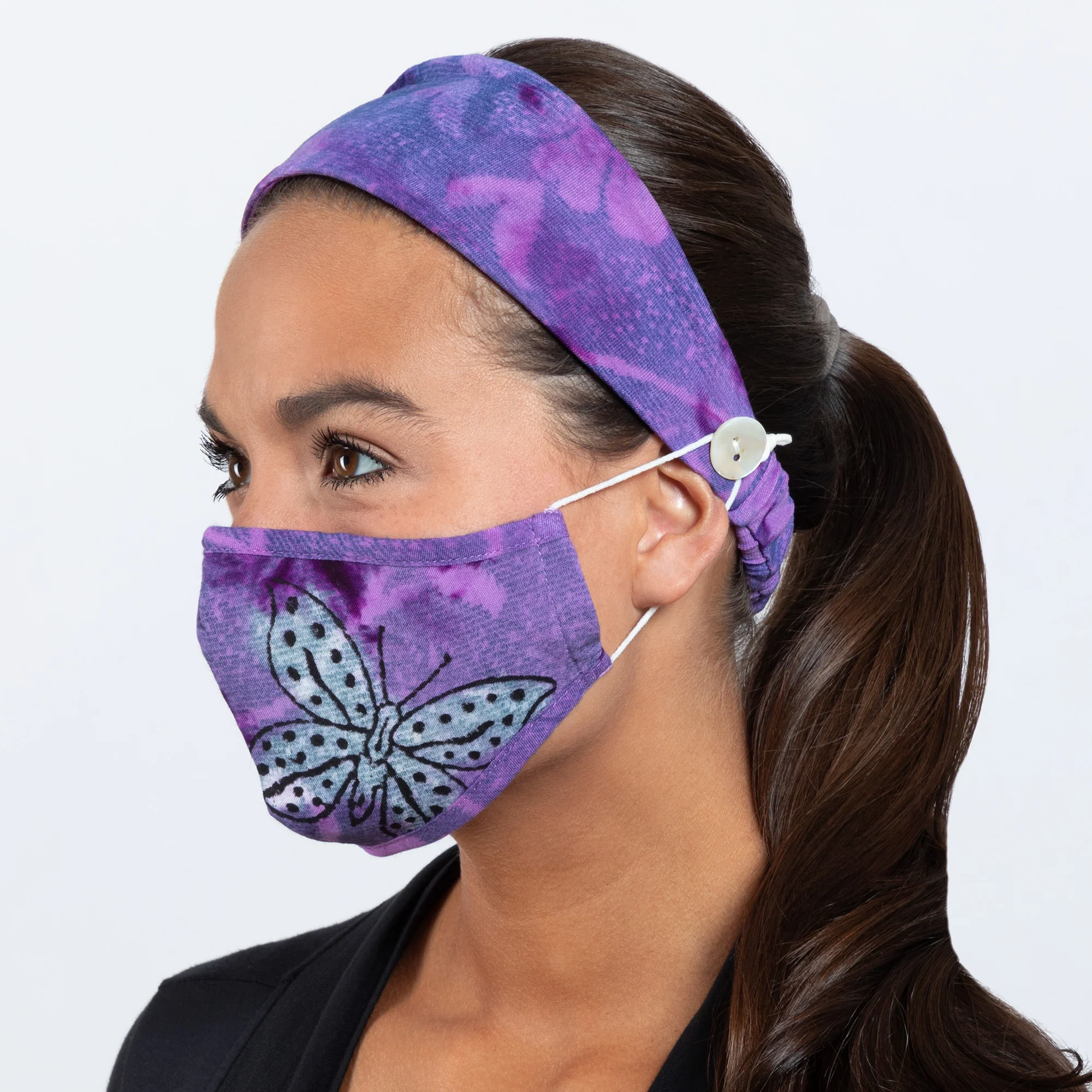 Butterflies in Bloom Face Mask & Headband - Image 13