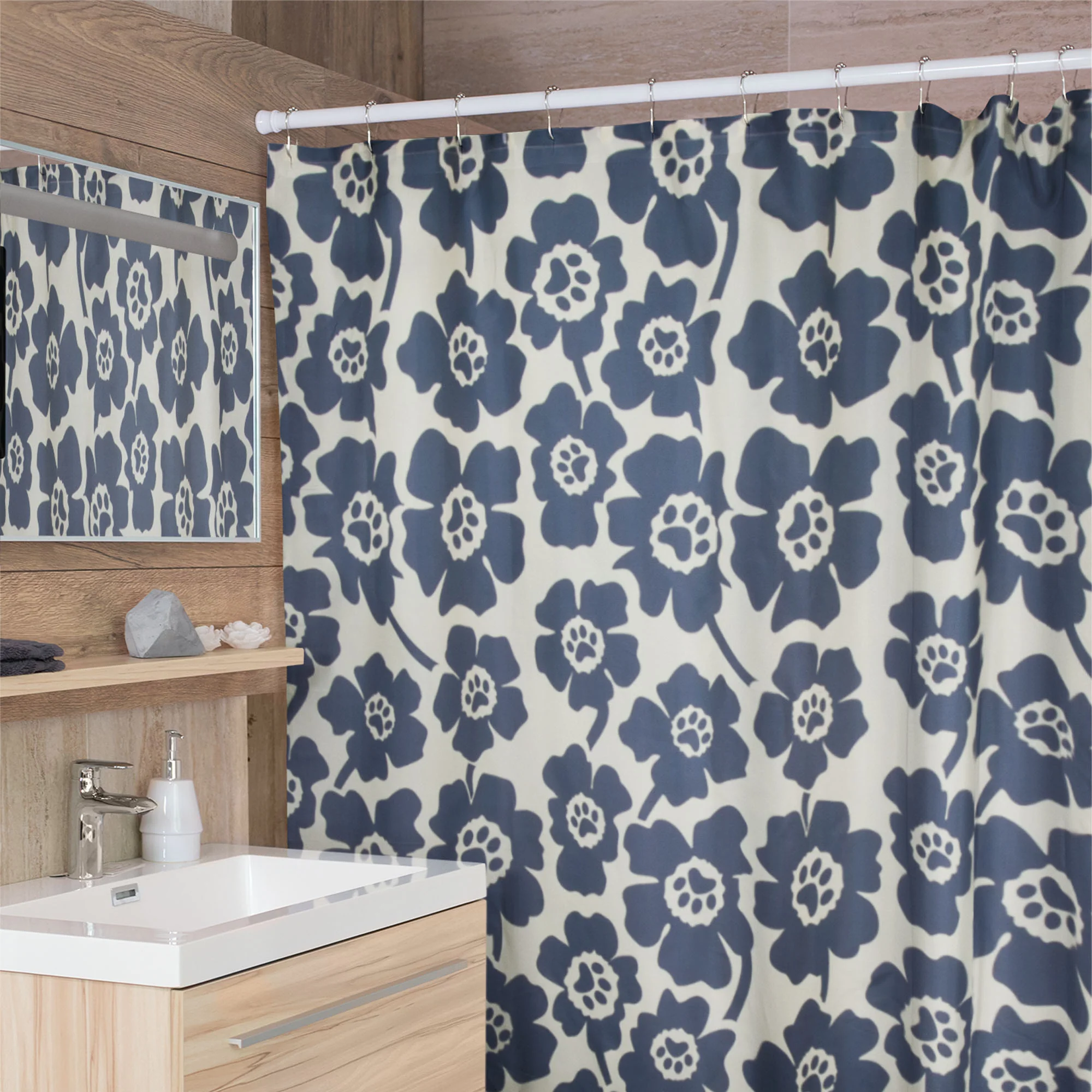 Pawsitively Pretty Shower Curtain with 12 Hooks - Image 6