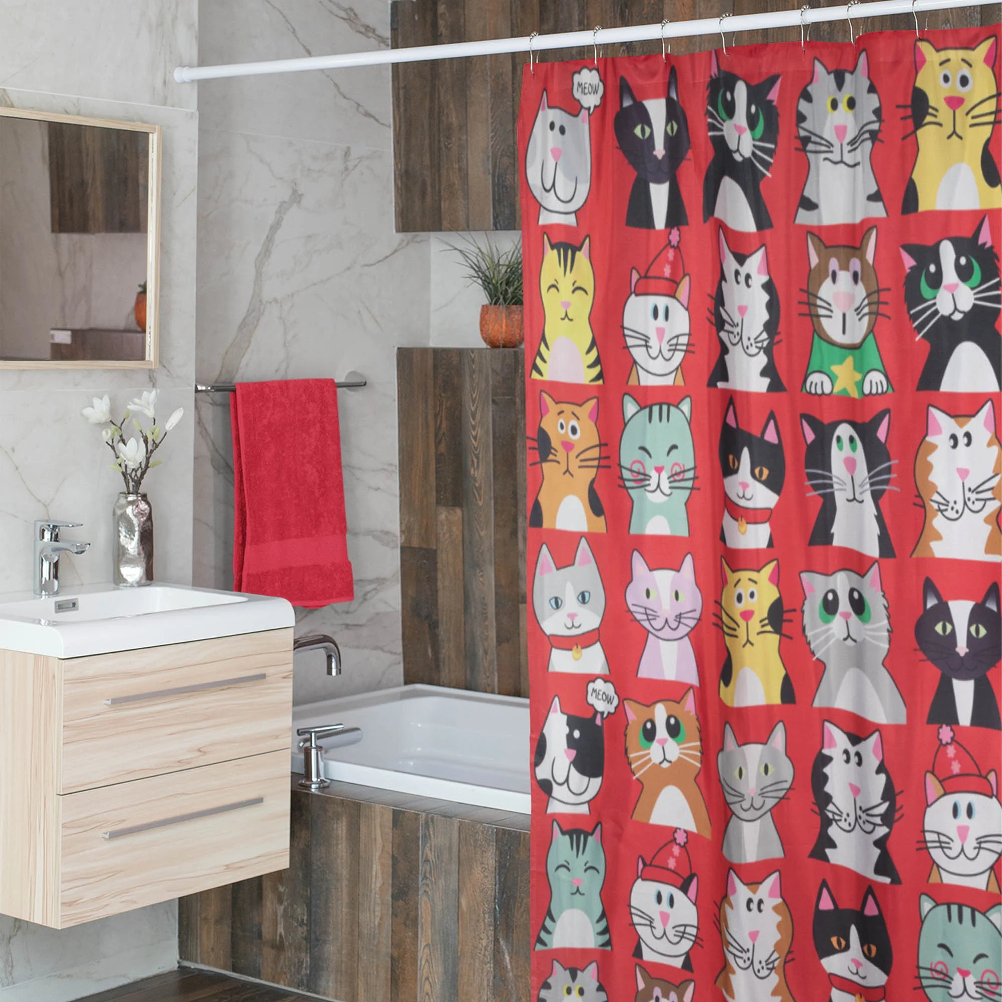 Pawsitively Pretty Shower Curtain with 12 Hooks - Image 9