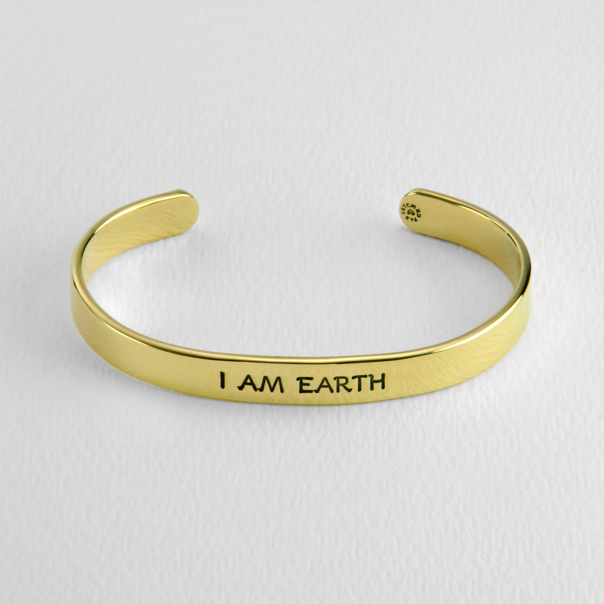 I Am Earth Water Air Fire Astrology Brass Cuff Bracelet - Image 2