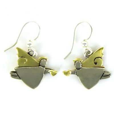 Love Angel Mixed Metals Wire Earrings - Image 2