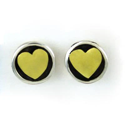 Heart Sterling & Brass Post Earrings - Image 2