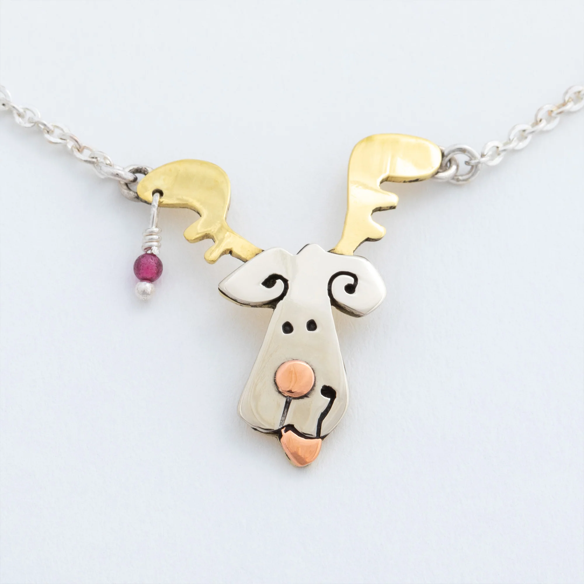 Doggie Reindeer Mixed Metals Necklace - Image 2