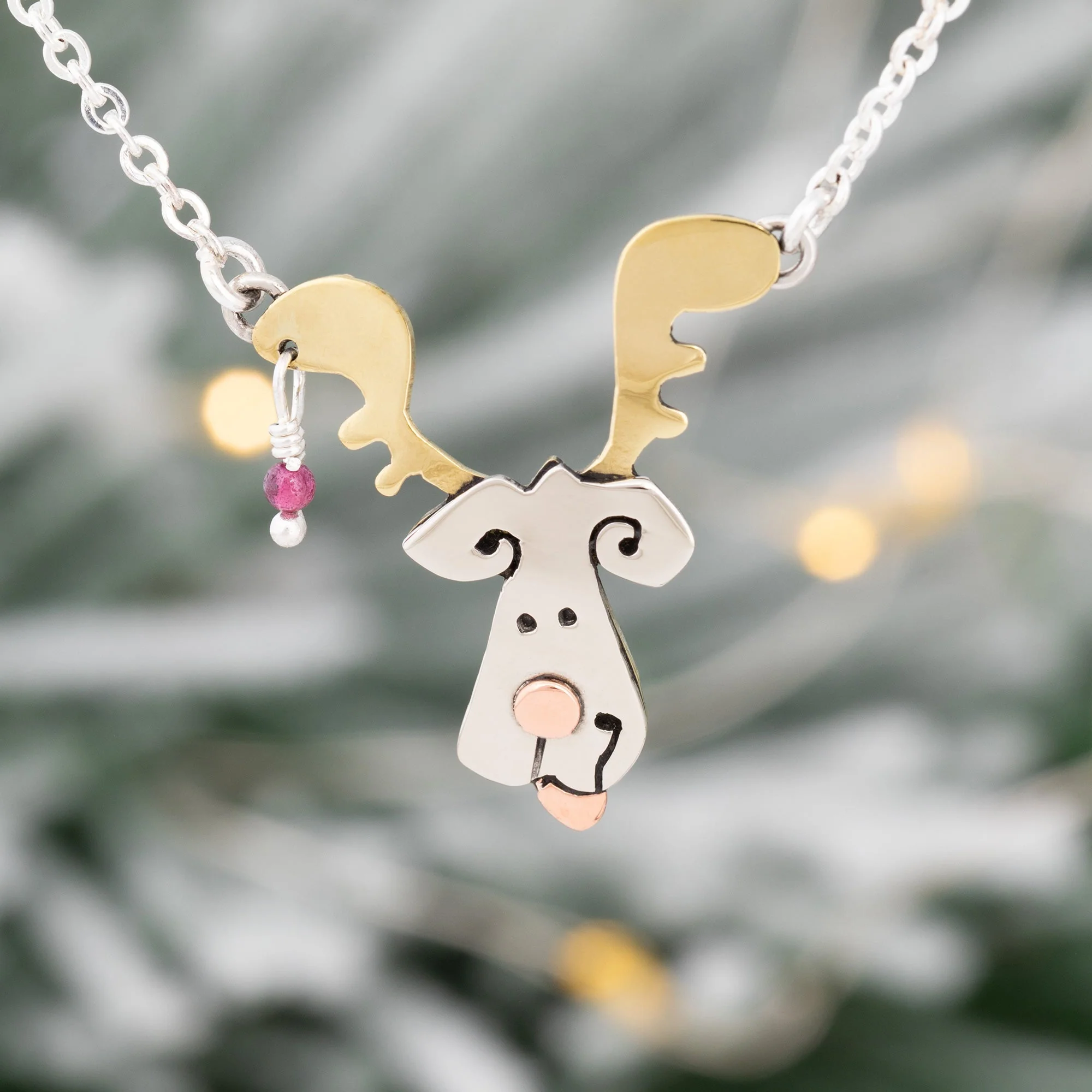 Doggie Reindeer Mixed Metals Necklace - Image 5