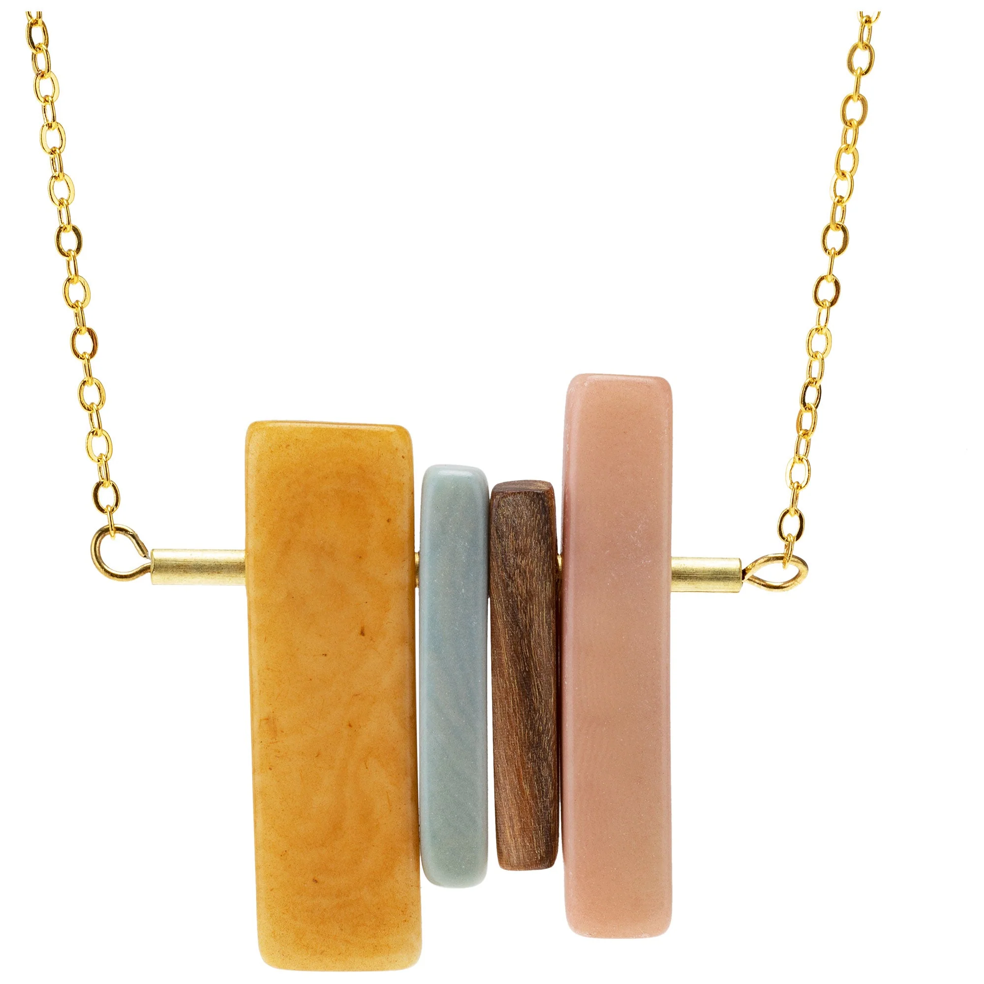 Encanto Tagua Wood & Brass Necklace - Image 3