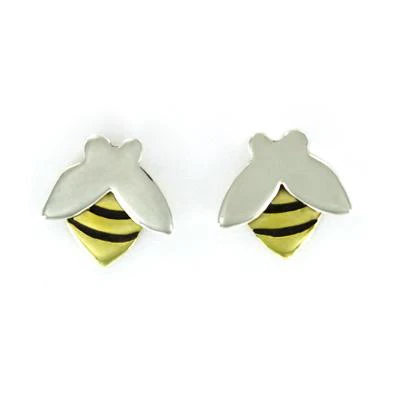 Bee Sterling & Brass Post Earrings - Image 2