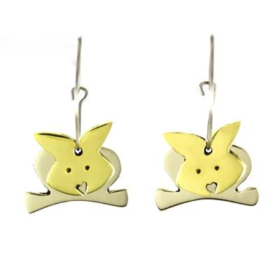 Dancing Rabbit Mixed Metal Earrings - Image 2