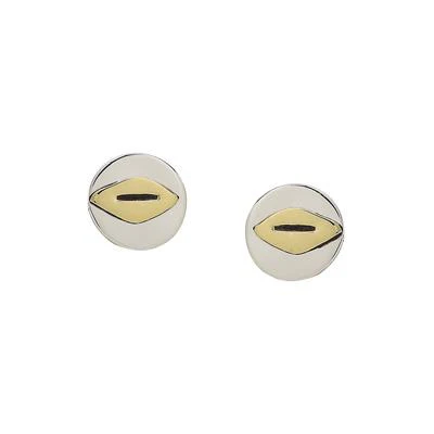 Geometric Mixed Metal Post Earrings - Image 2