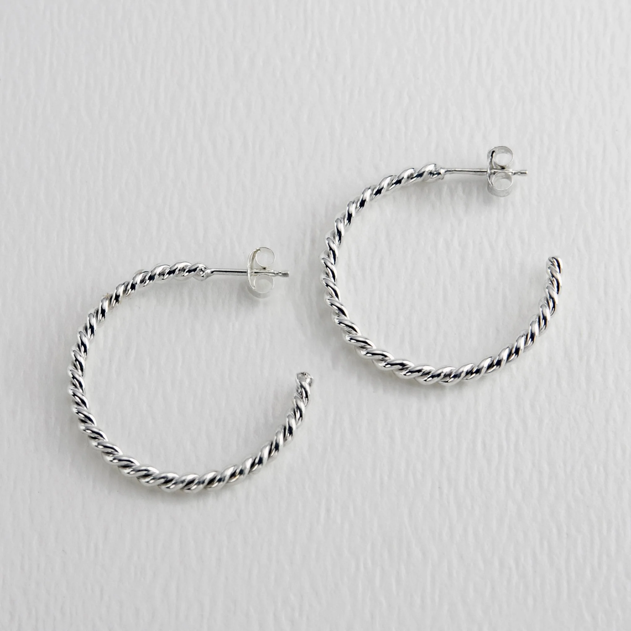 Twisted 24mm Sterling Silver Hoop Earrings - Image 2