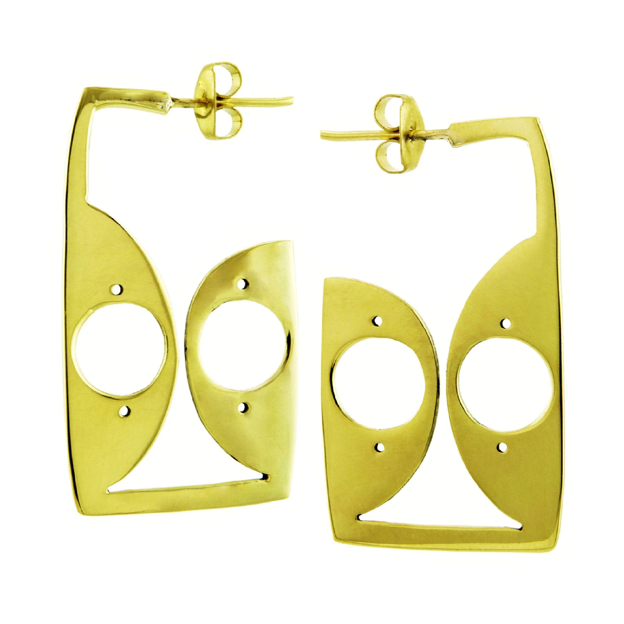 Brass Arched Angular Earrings - Image 2