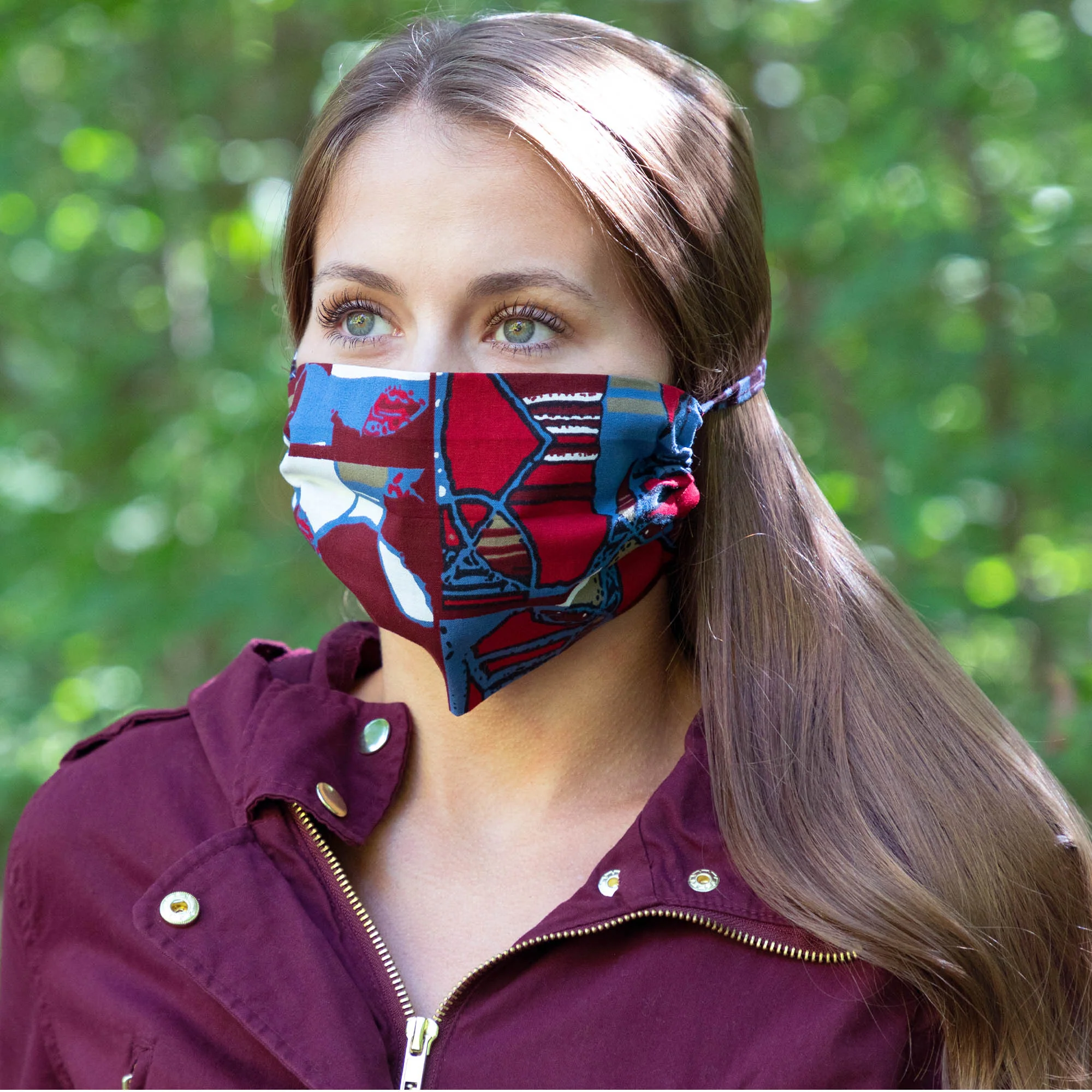Colorful Kitenge Cotton Tie-back Face Mask - Image 2