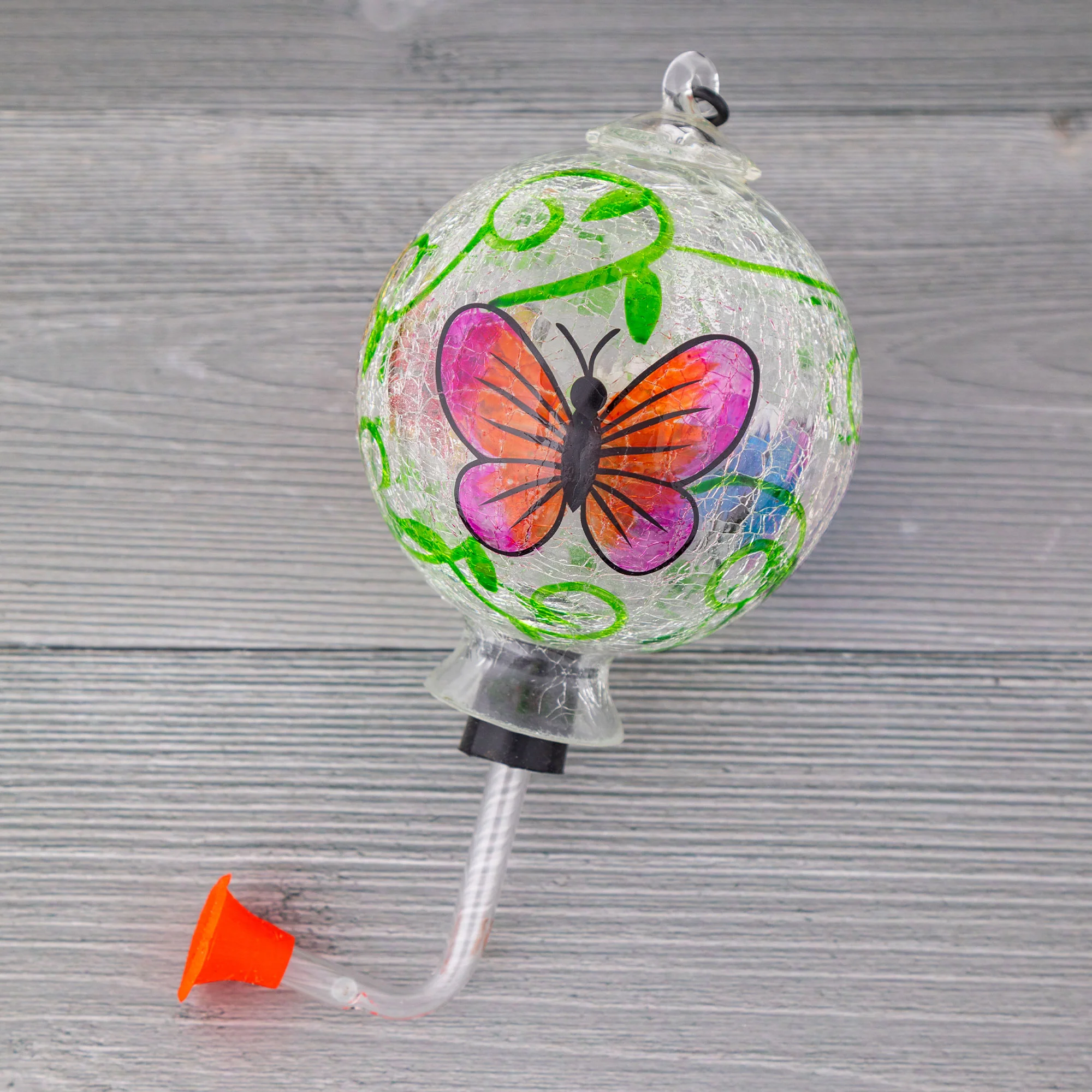 Hand-Painted Glass Hummingbird Feeder - Image 2