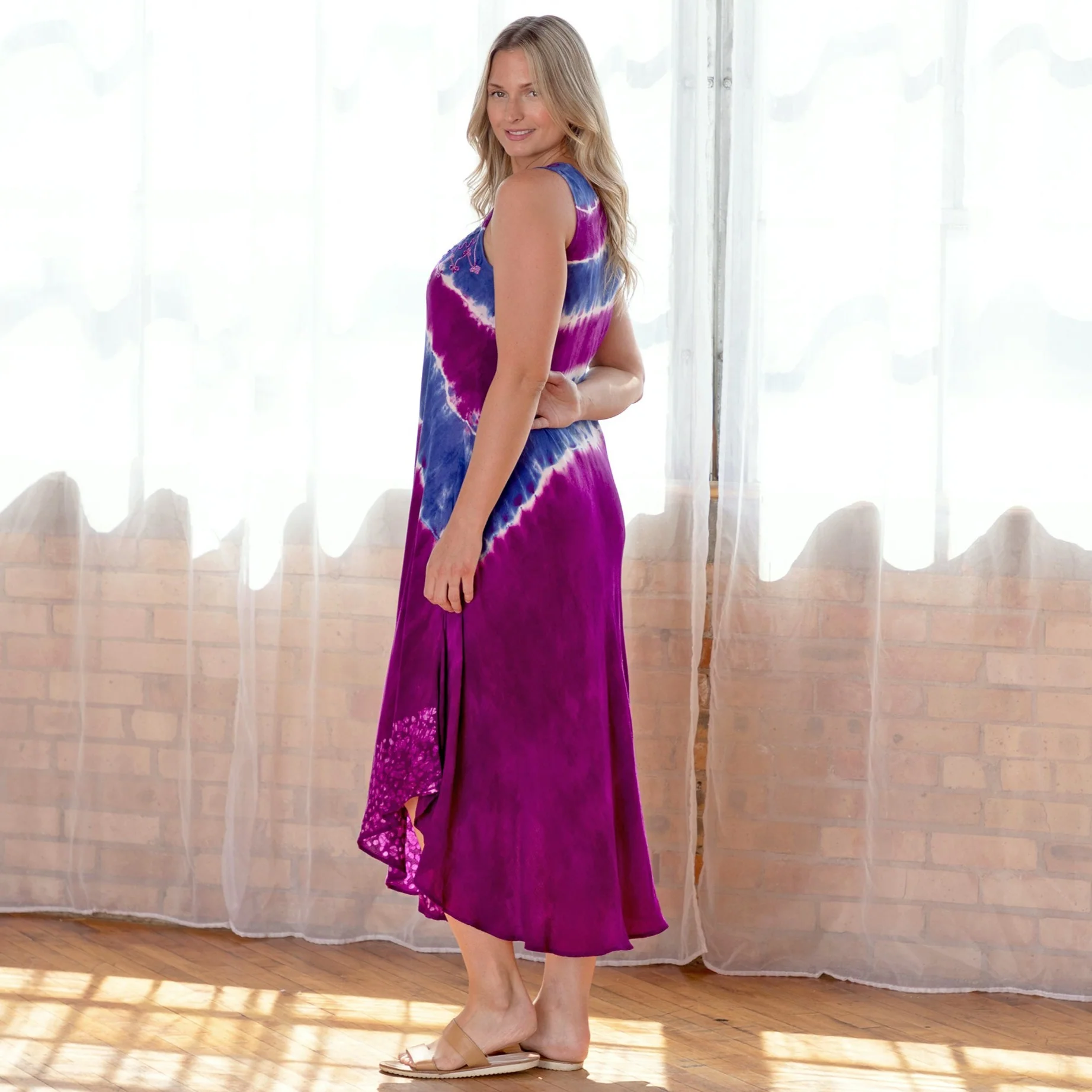 Just My Stripe Tie-Dye Long Dress | Fair Trade - Image 4