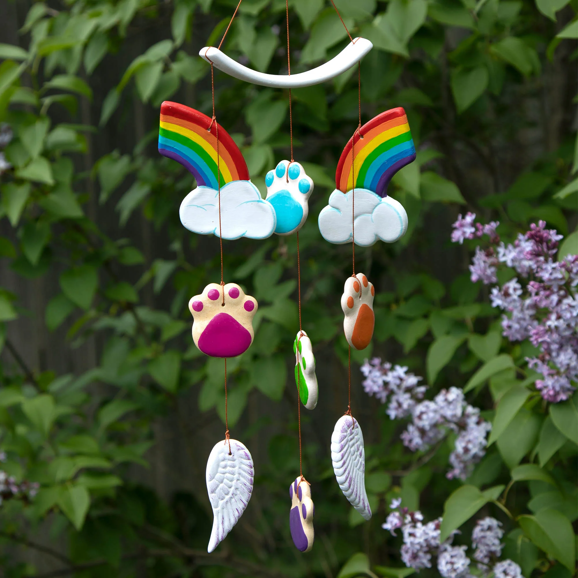 Rainbow Bridge Paw Print Ceramic Chime - Image 2