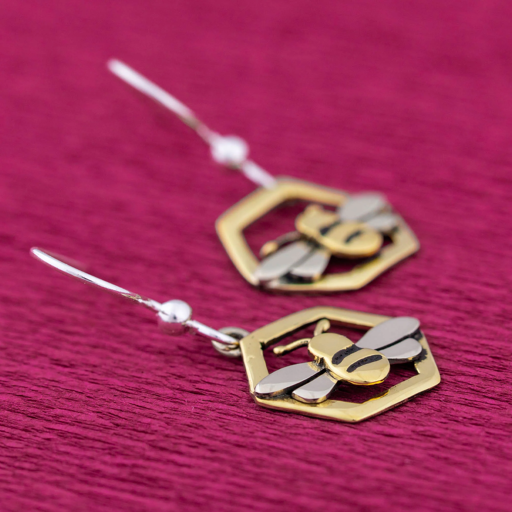 Honey Bee Mixed Metal Earrings - Image 3