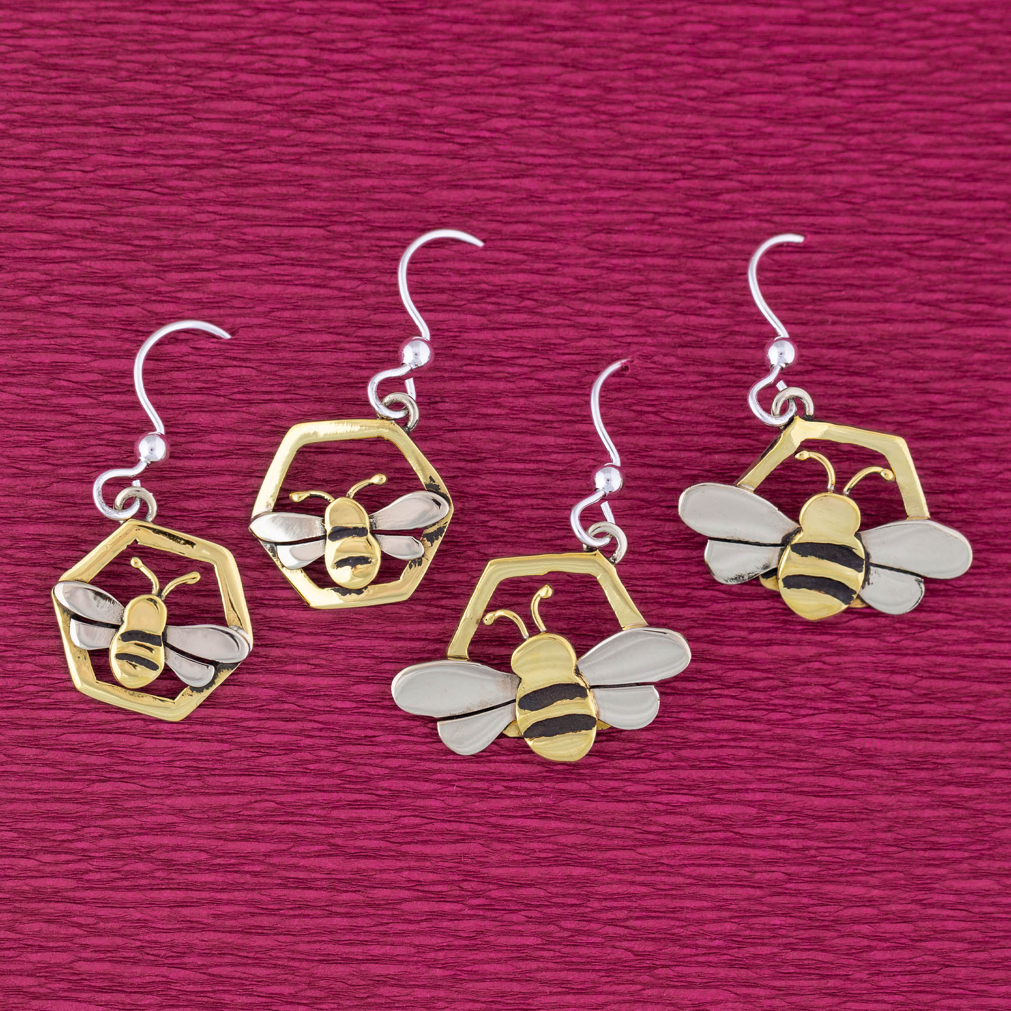 Honey Bee Mixed Metal Earrings - Image 7