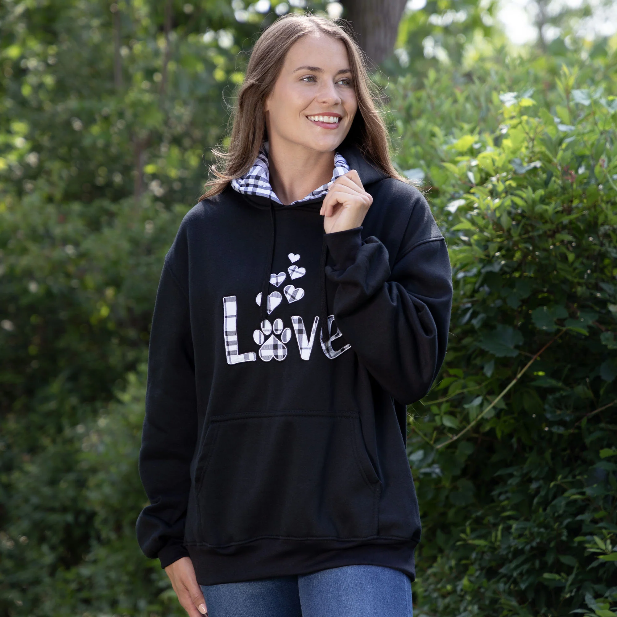 Plaid Love & Paw Hooded Sweatshirt - Image 14