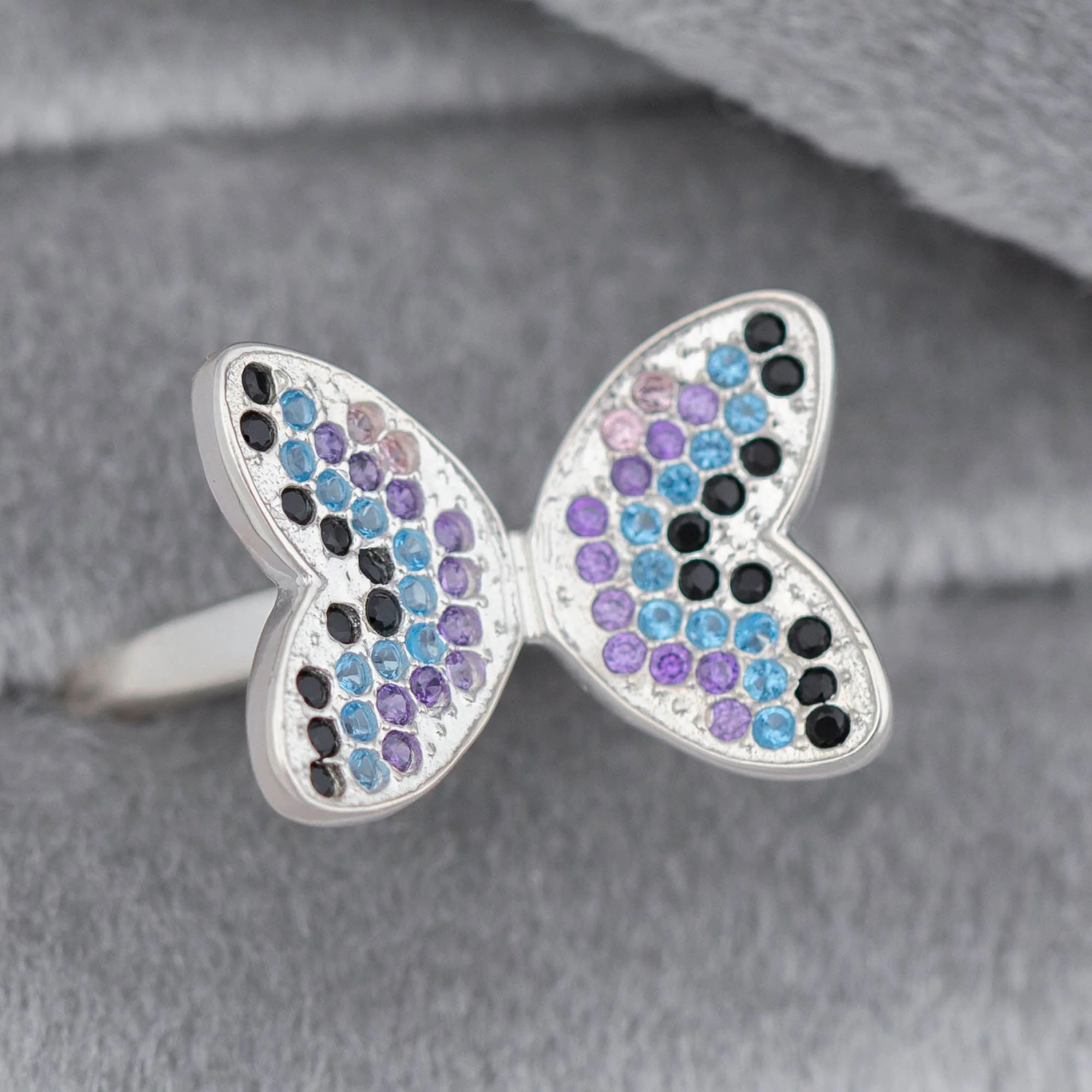 Sparkle Butterfly Sterling & Crystal Ring - Image 3
