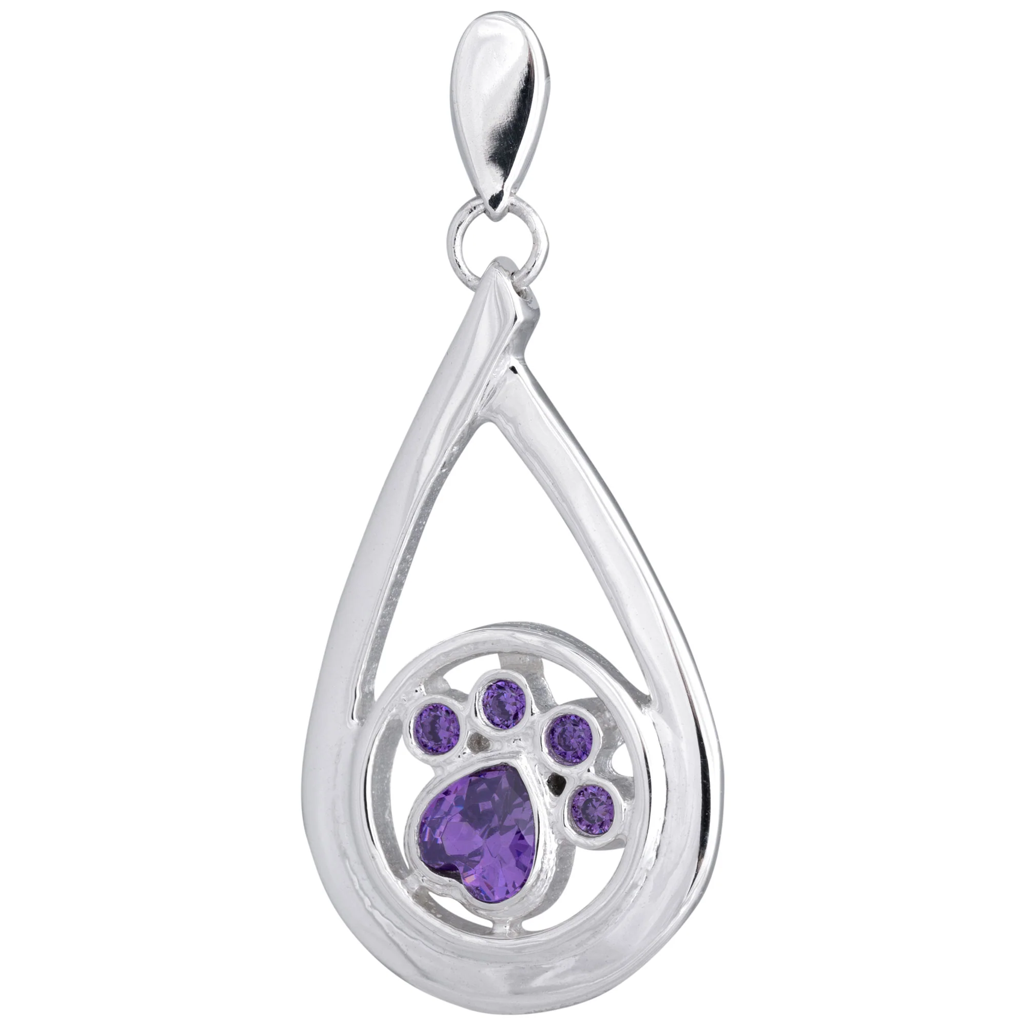 Crystal Paw Print Sterling Teardrop Earrings - Image 4